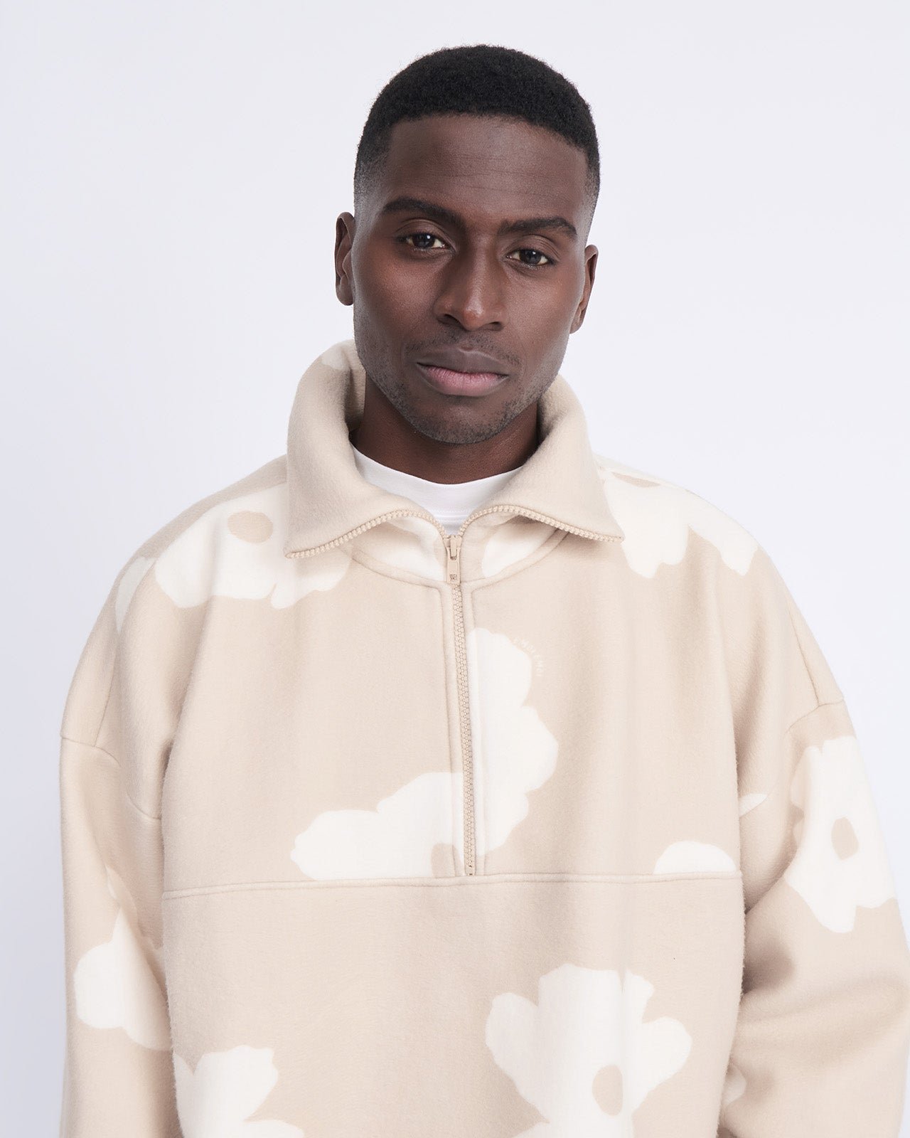 Floral-print recycled fleece sweatshirt EMOI EMOI Beige