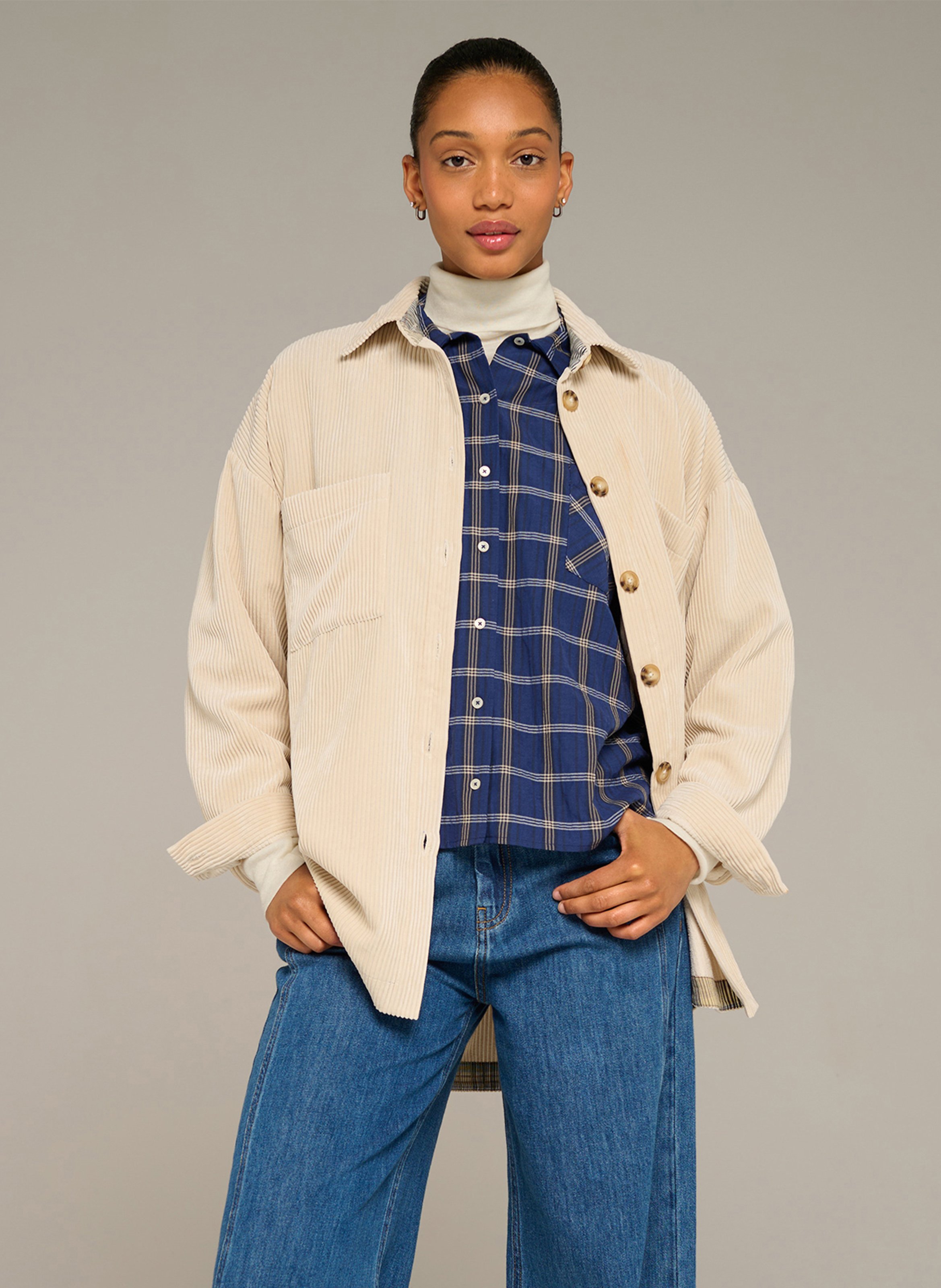 Straight corduroy shirt | Beige COTELAC ACOTE Women