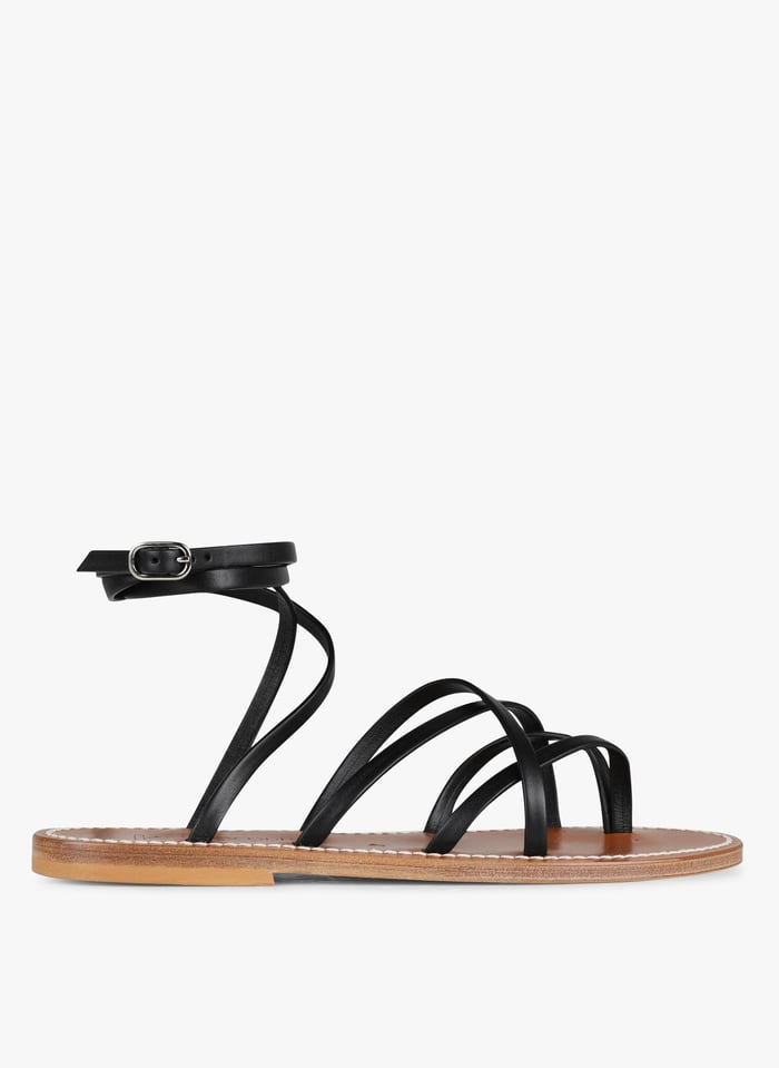 Black Flat leather sandals