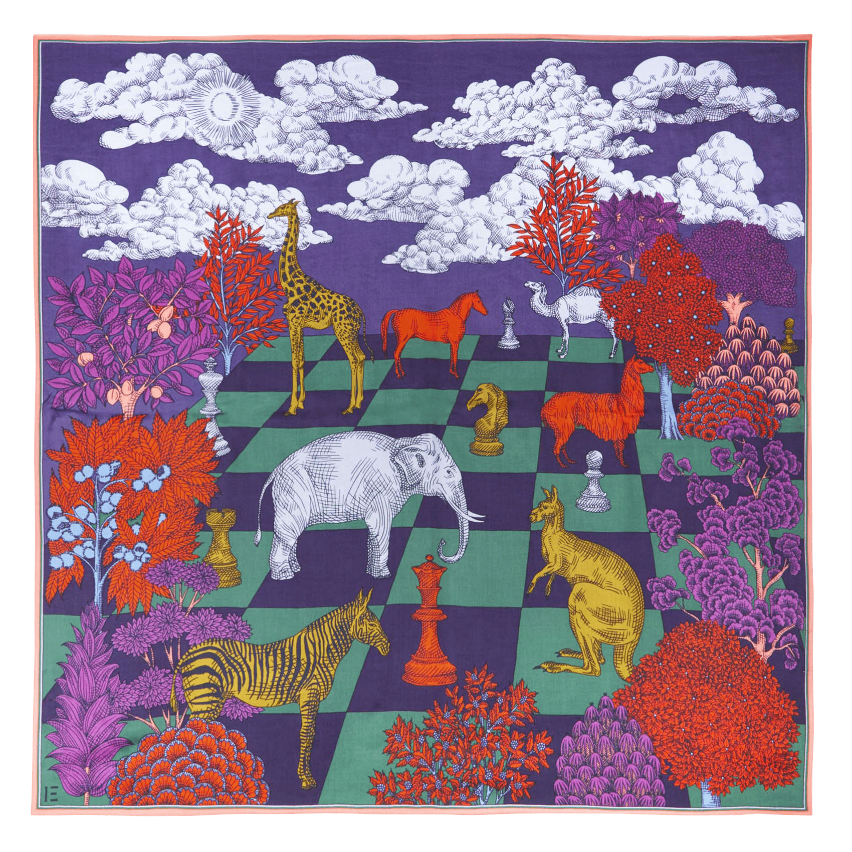 Foulard van gemengde zijde met print INOUI EDITIONS Groen