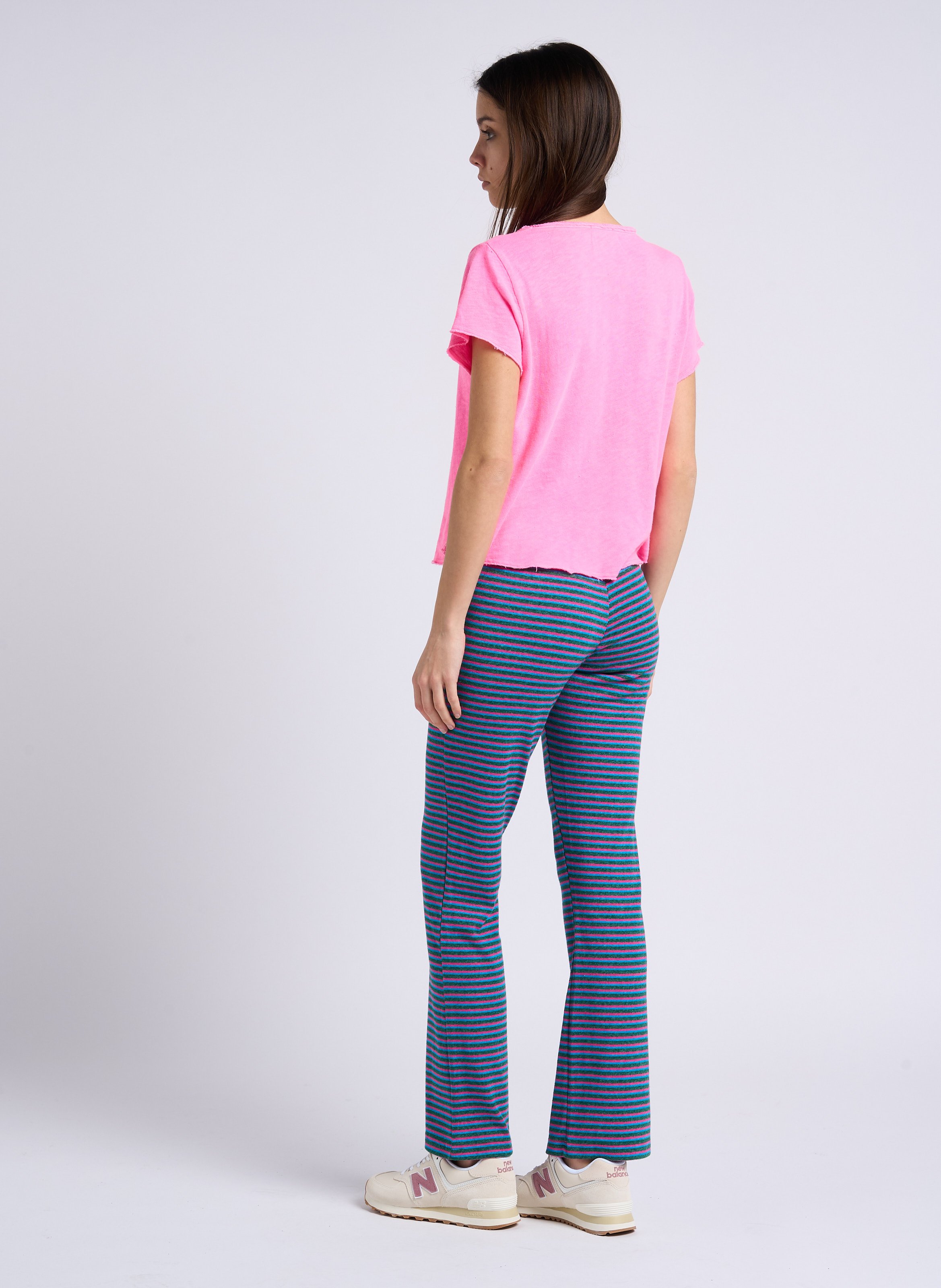 Tee-shirt droit col V en coton AMERICAN VINTAGE Rose