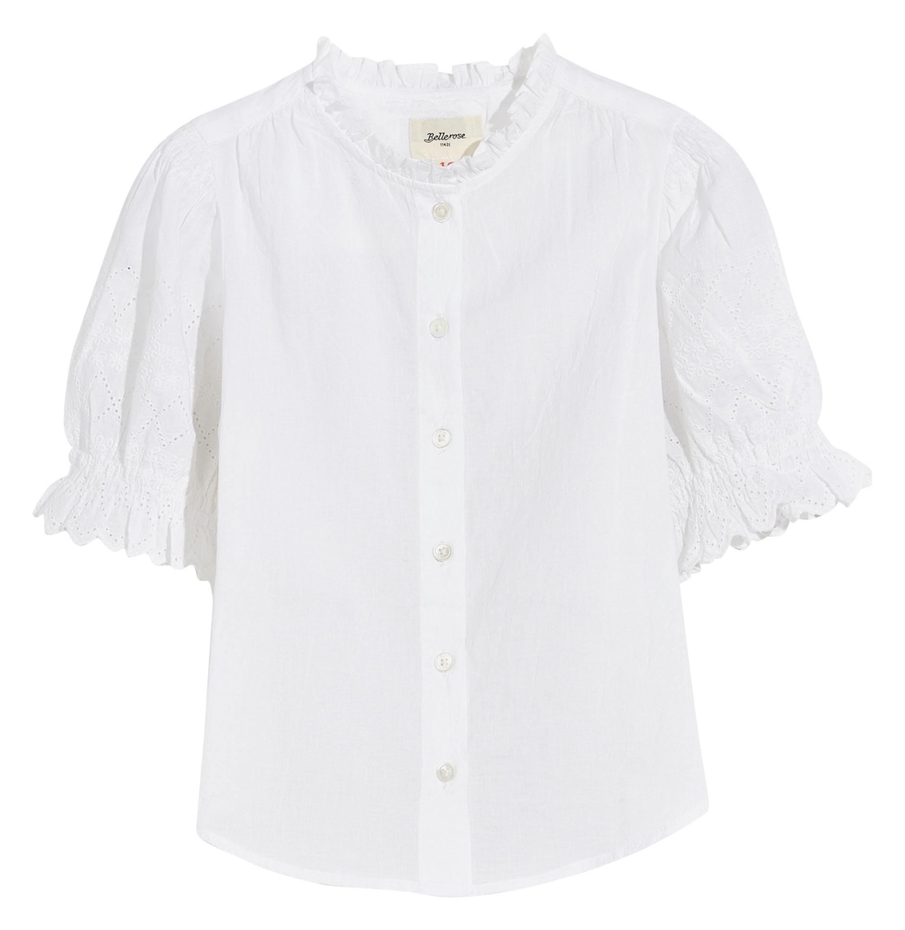 Straight shirt with Victorian collar in cotton BELLEROSE White