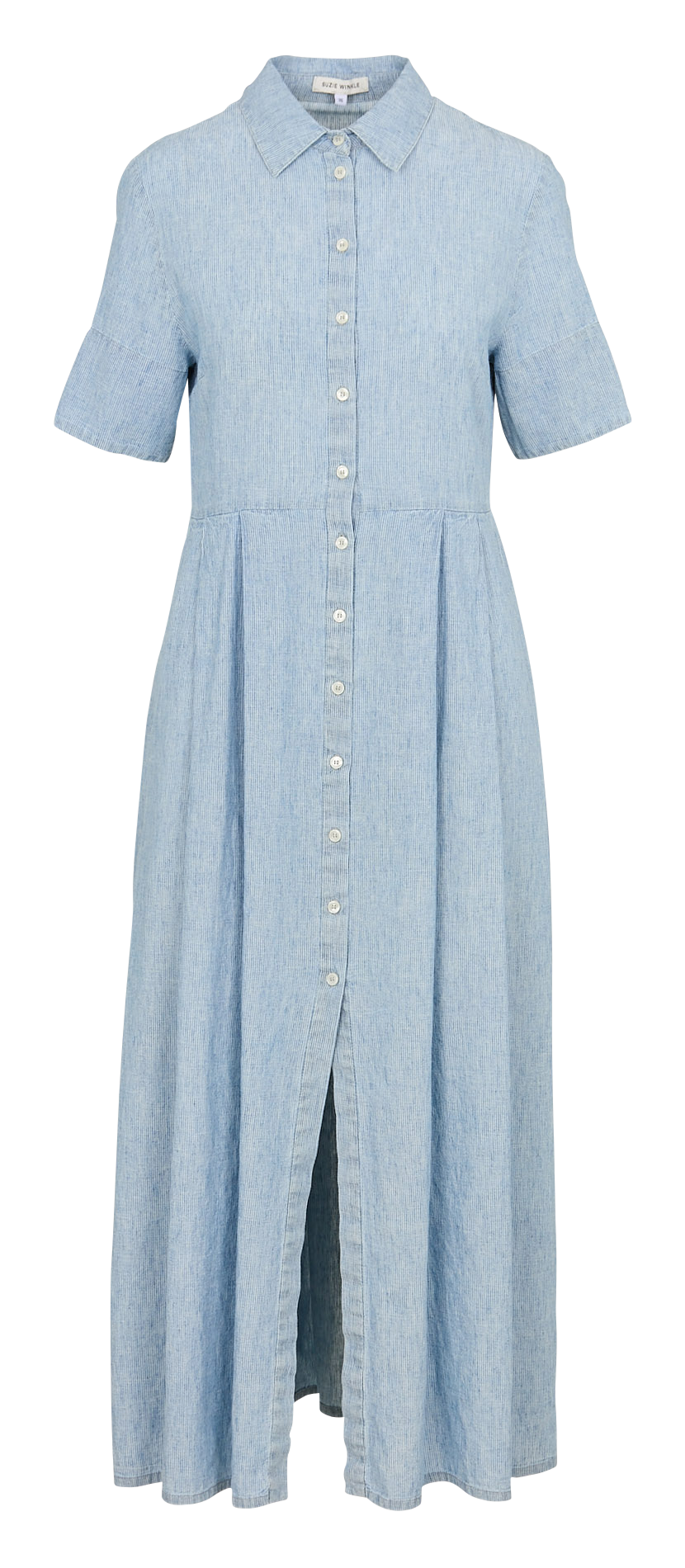 Lange overhemdjurk van linnenmix SUZIE WINKLE Blauw