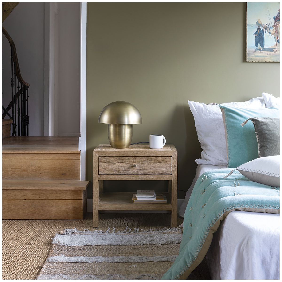 Mattéo cotton velvet cushion cover BLANC D'IVOIRE Blue