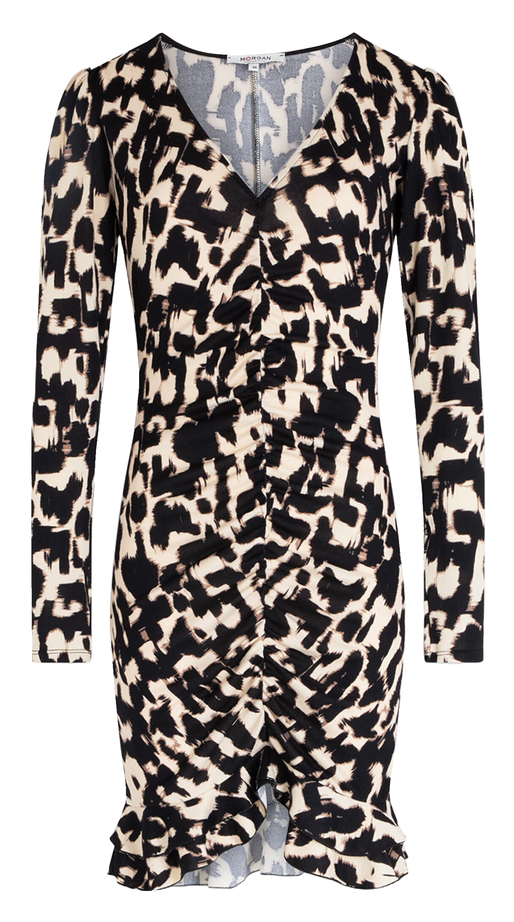 Robe courte col v à imprimé léopard MORGAN Multicolore