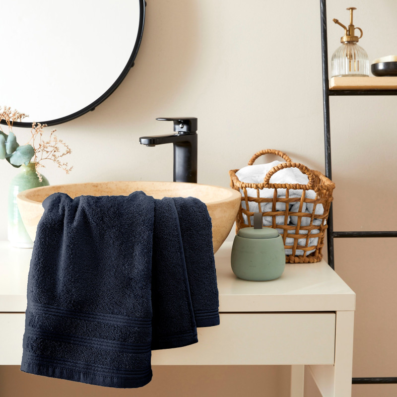 100% combed cotton hand towel COTON PUR Blue