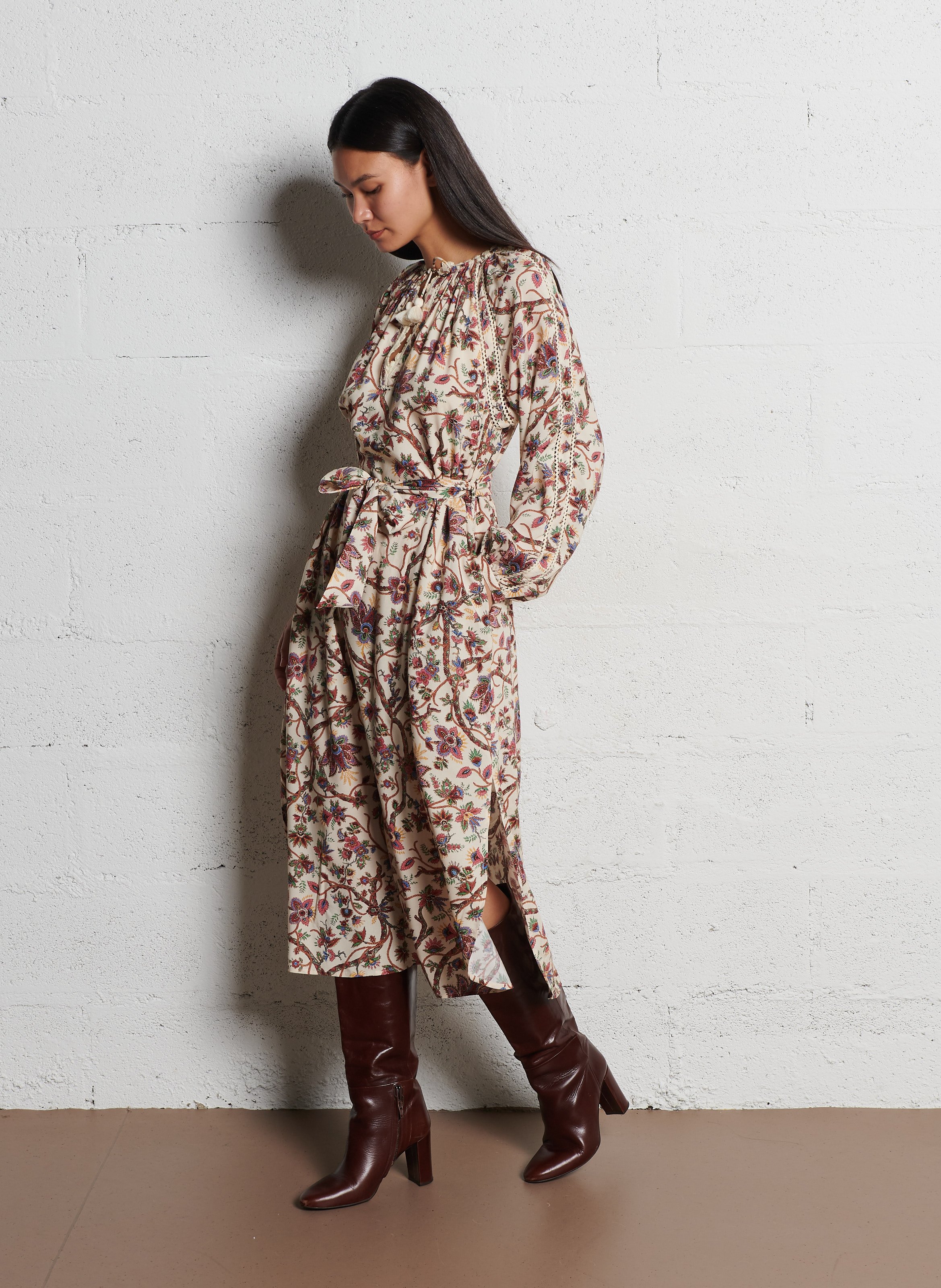 Lange jurk met V-hals en print LOUISE MISHA Multicolored