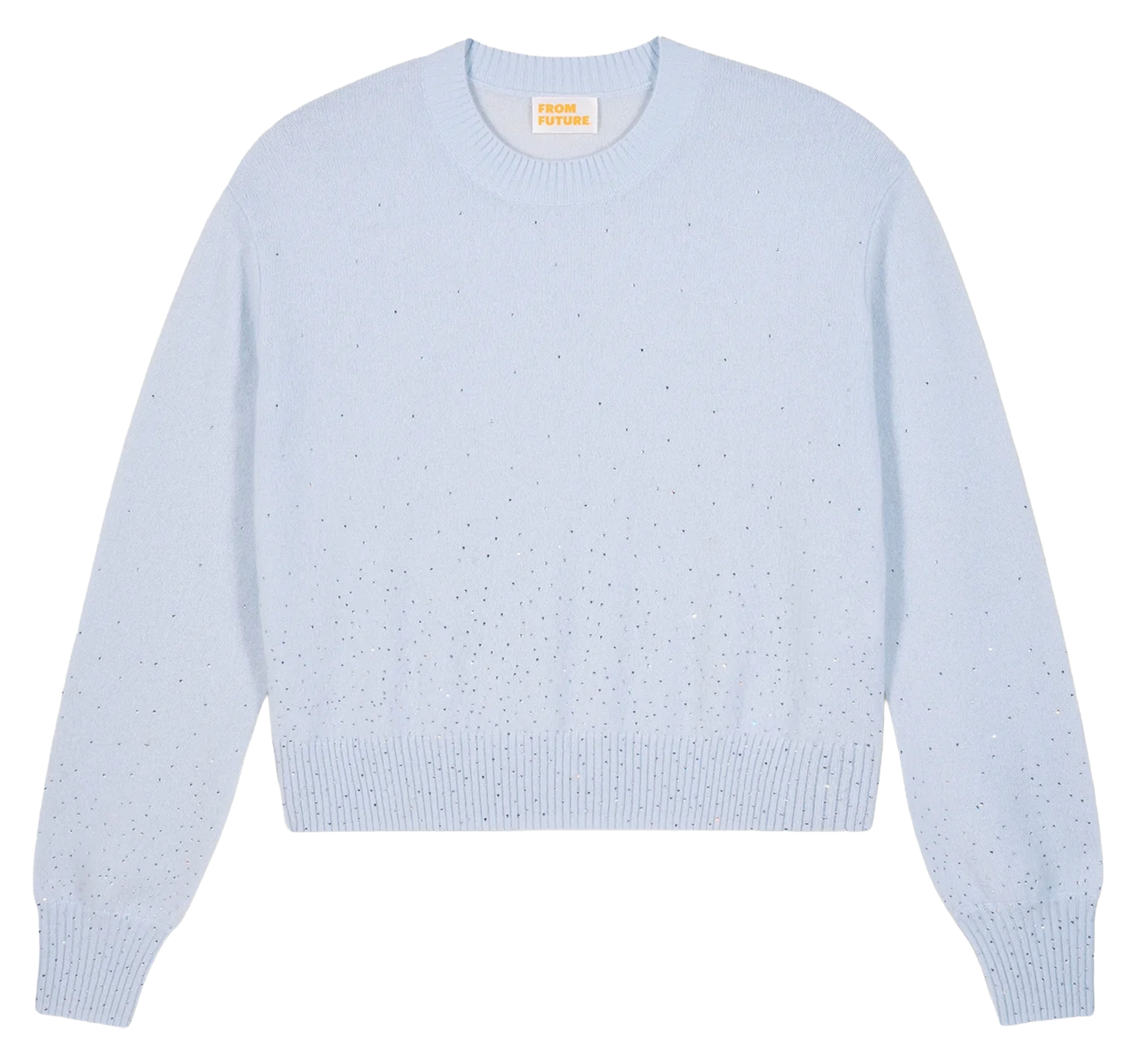 Round neck cashmere sweater with rhinestones FROM FUTURE Blue