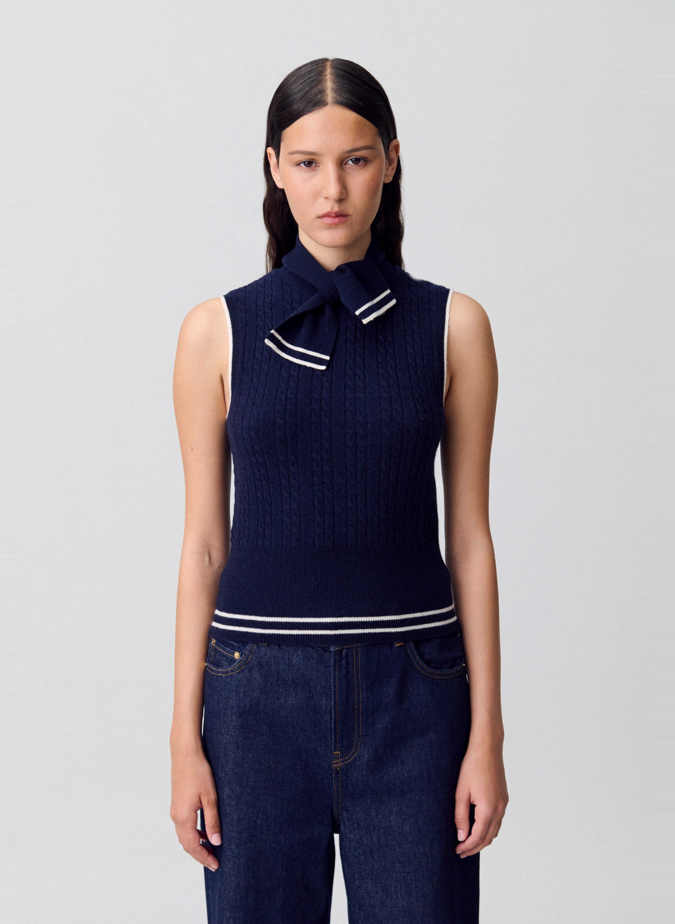 Pull col foulard en maille sans manches CLAUDIE PIERLOT