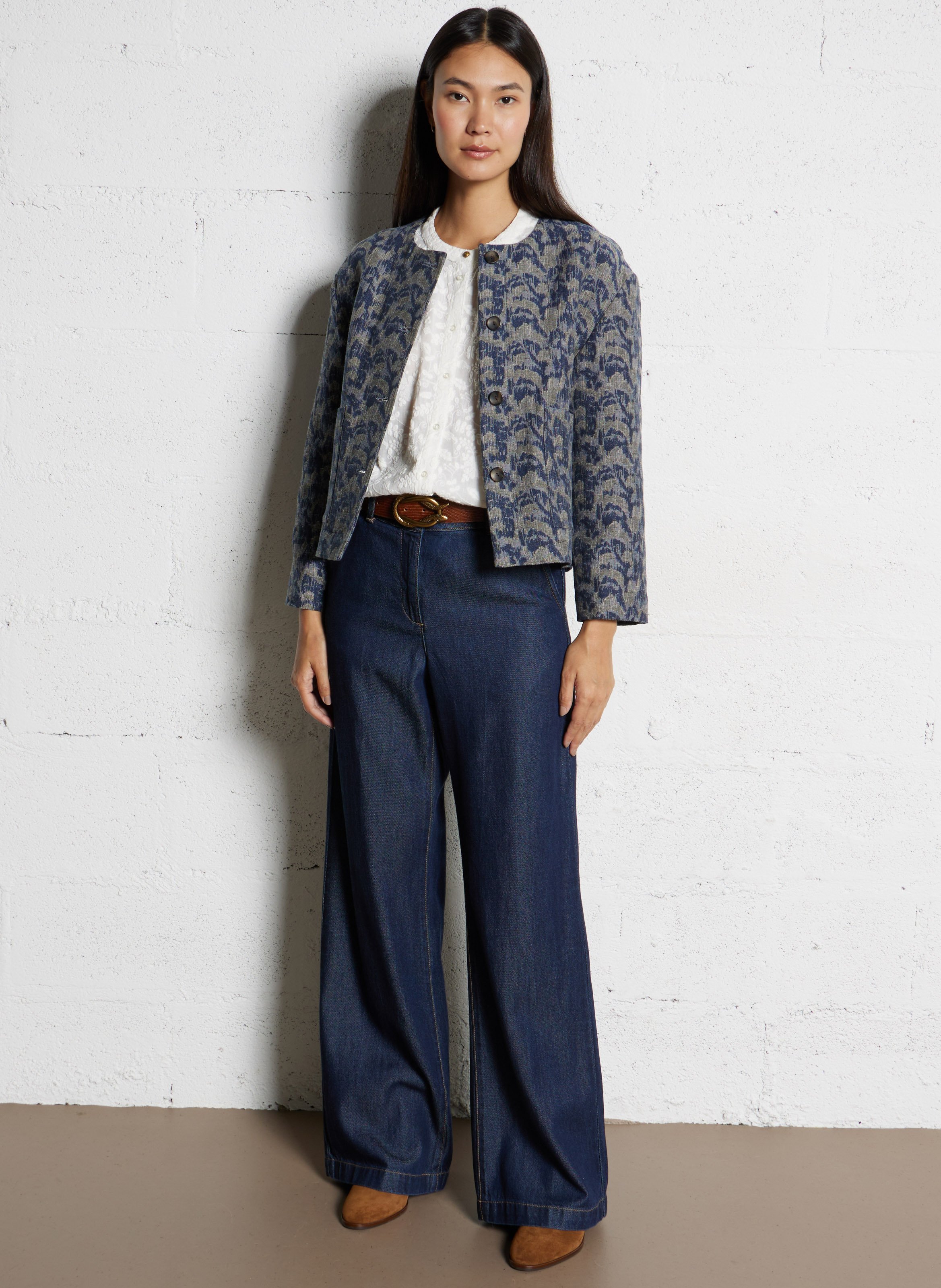 Short button-up jacket with patterns MAISON 123 Blue