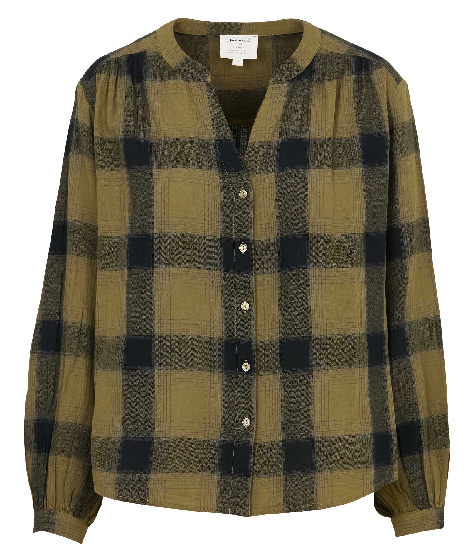 Chemise col V en coton MAISON 123 Vert