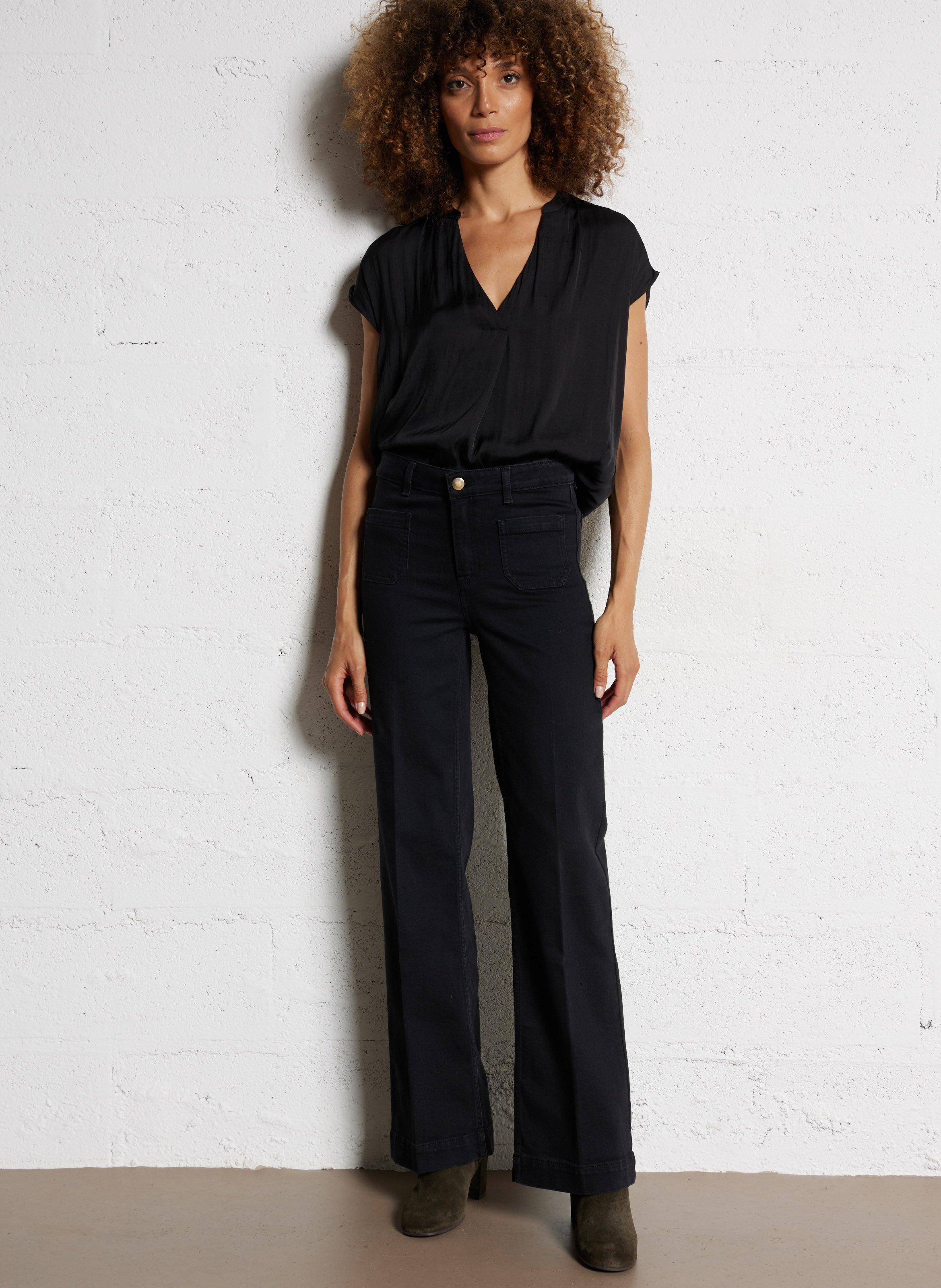 Cotton-blend straight jeans MAISON 123 Black