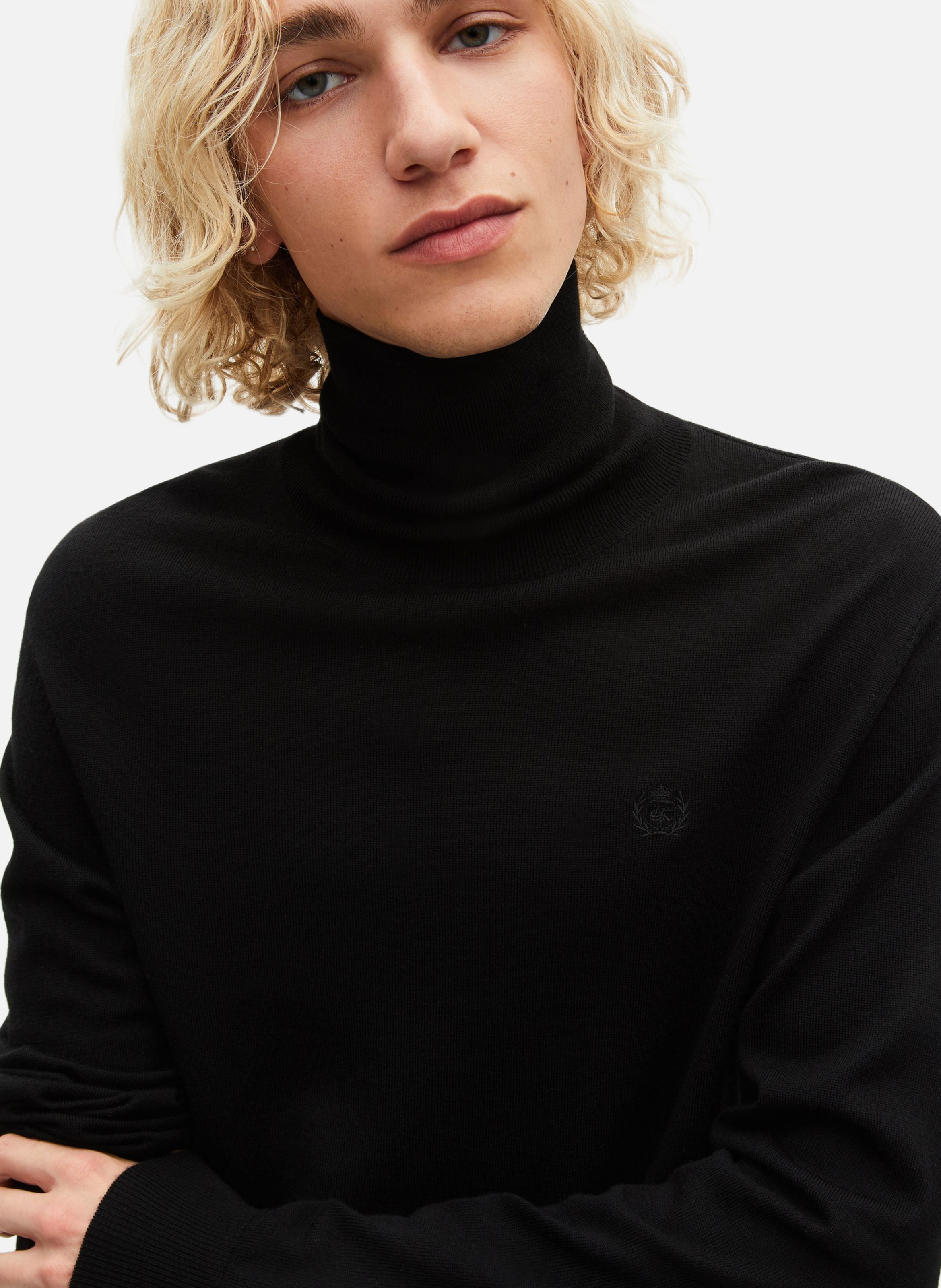 Merino wool roll-neck sweater Black