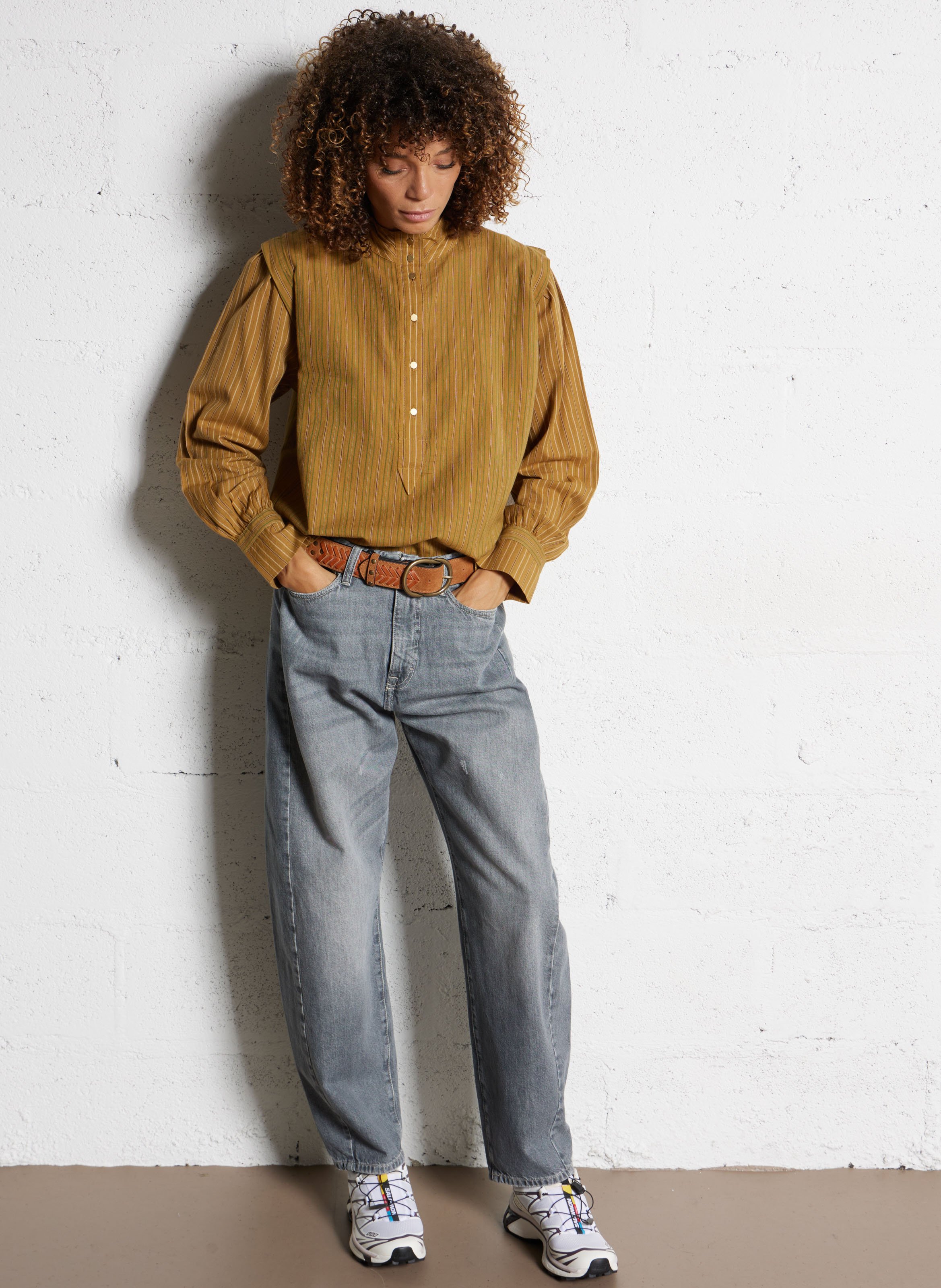 Gestreept overhemd LEON & HARPER Bruin