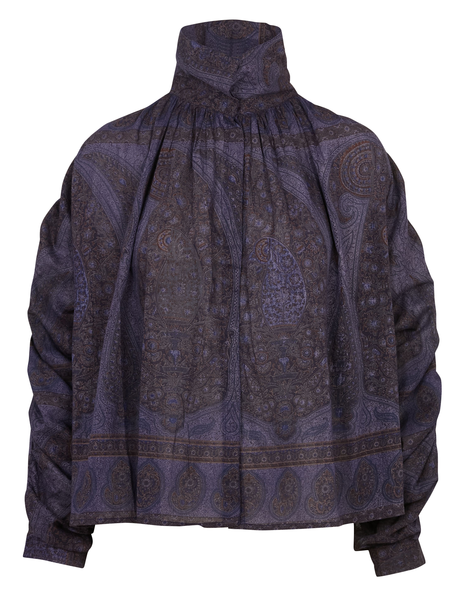 Printed cotton high-neck blouse ANTIK BATIK Blue