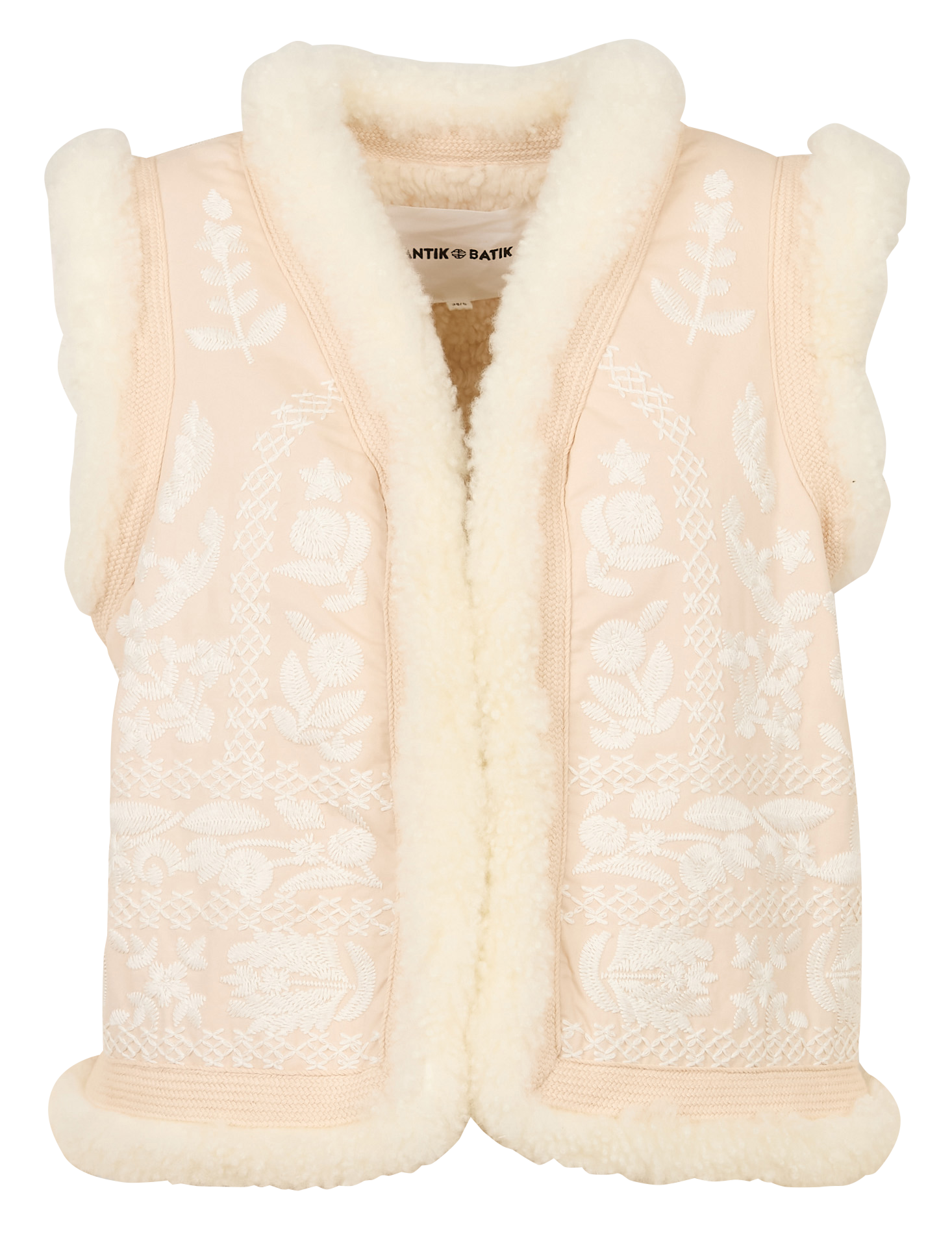 Gefütterte Weste aus Baumwolle mit Stickerei ANTIK BATIK Weiss