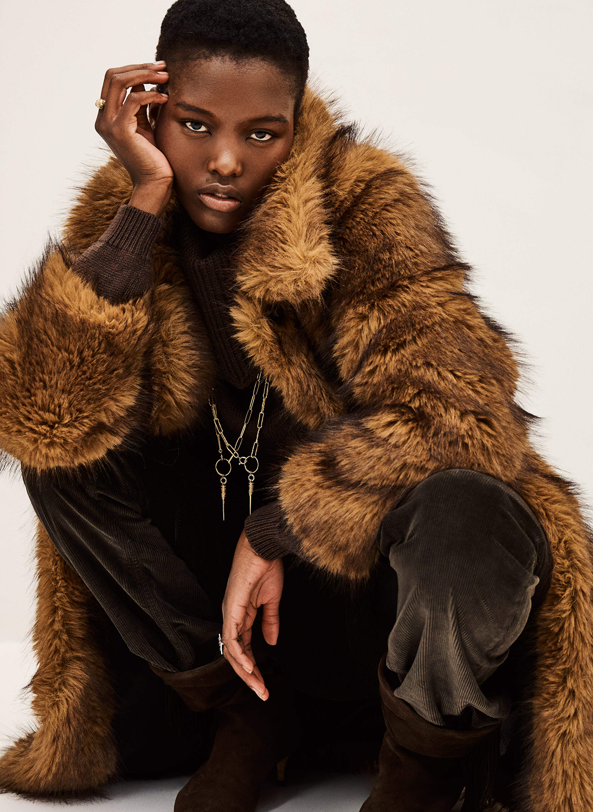 Rechte jas van imitatiebont BA&SH Beige