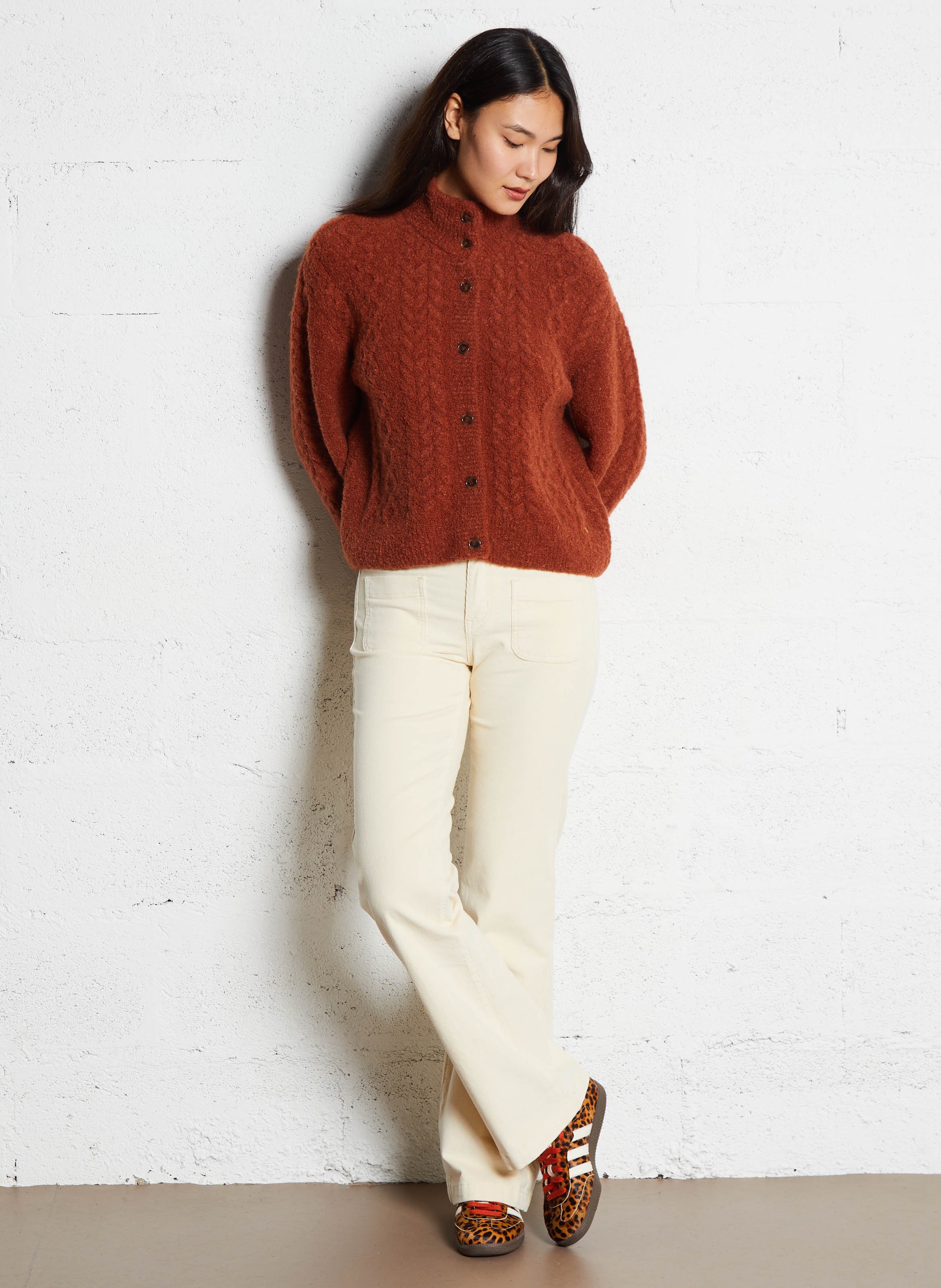 Baskets basses en cuir ADIDAS Marron