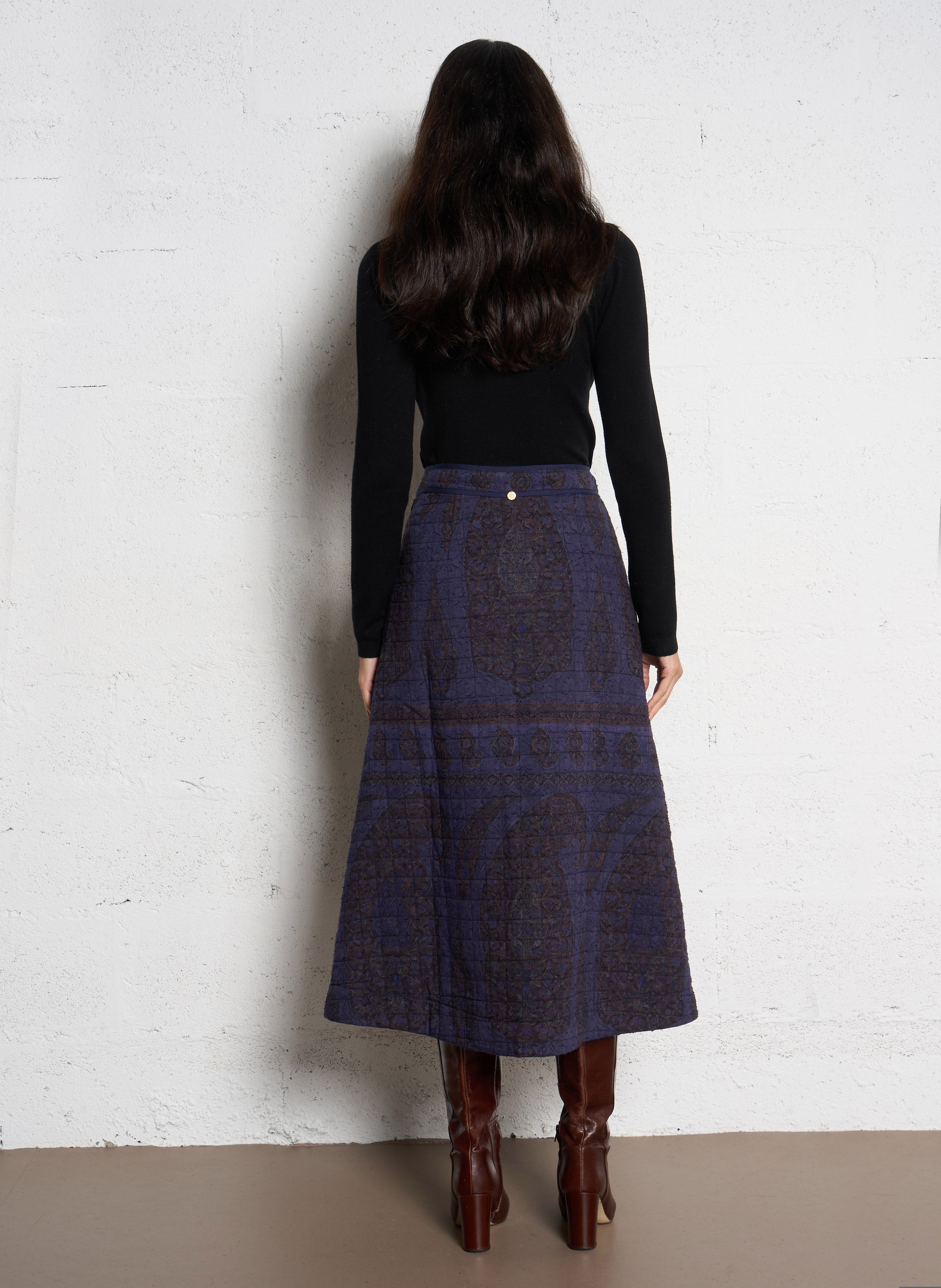 Langer Baumwollrock ANTIK BATIK Blau