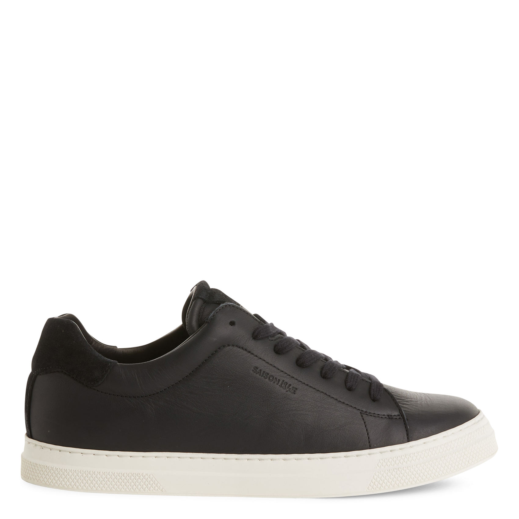 Plain low leather trainers SAISON 1865 Black