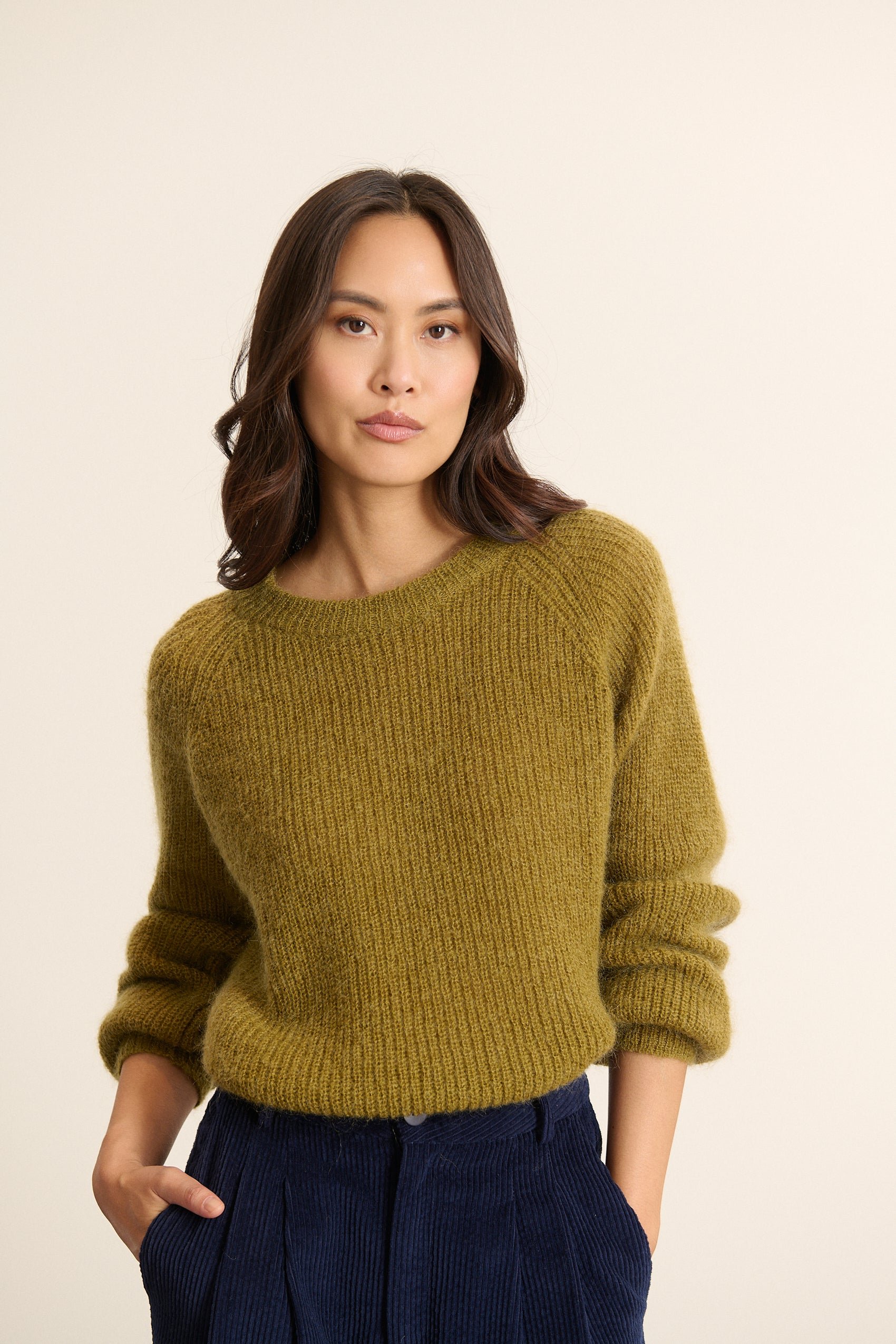 Buttoned round neck sweater GARANCE PARIS Green