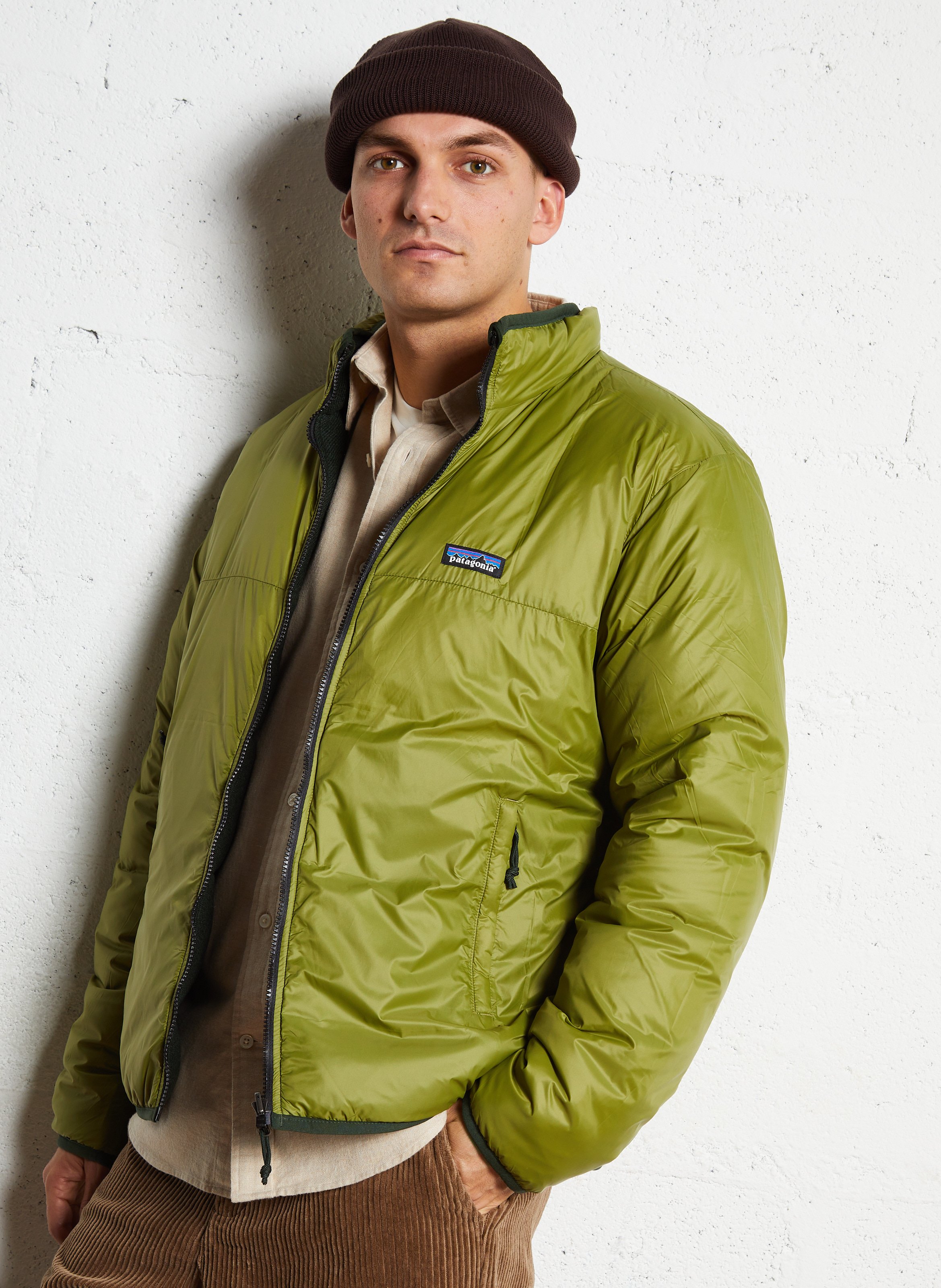 Quilted high neck solid coat PATAGONIA Green