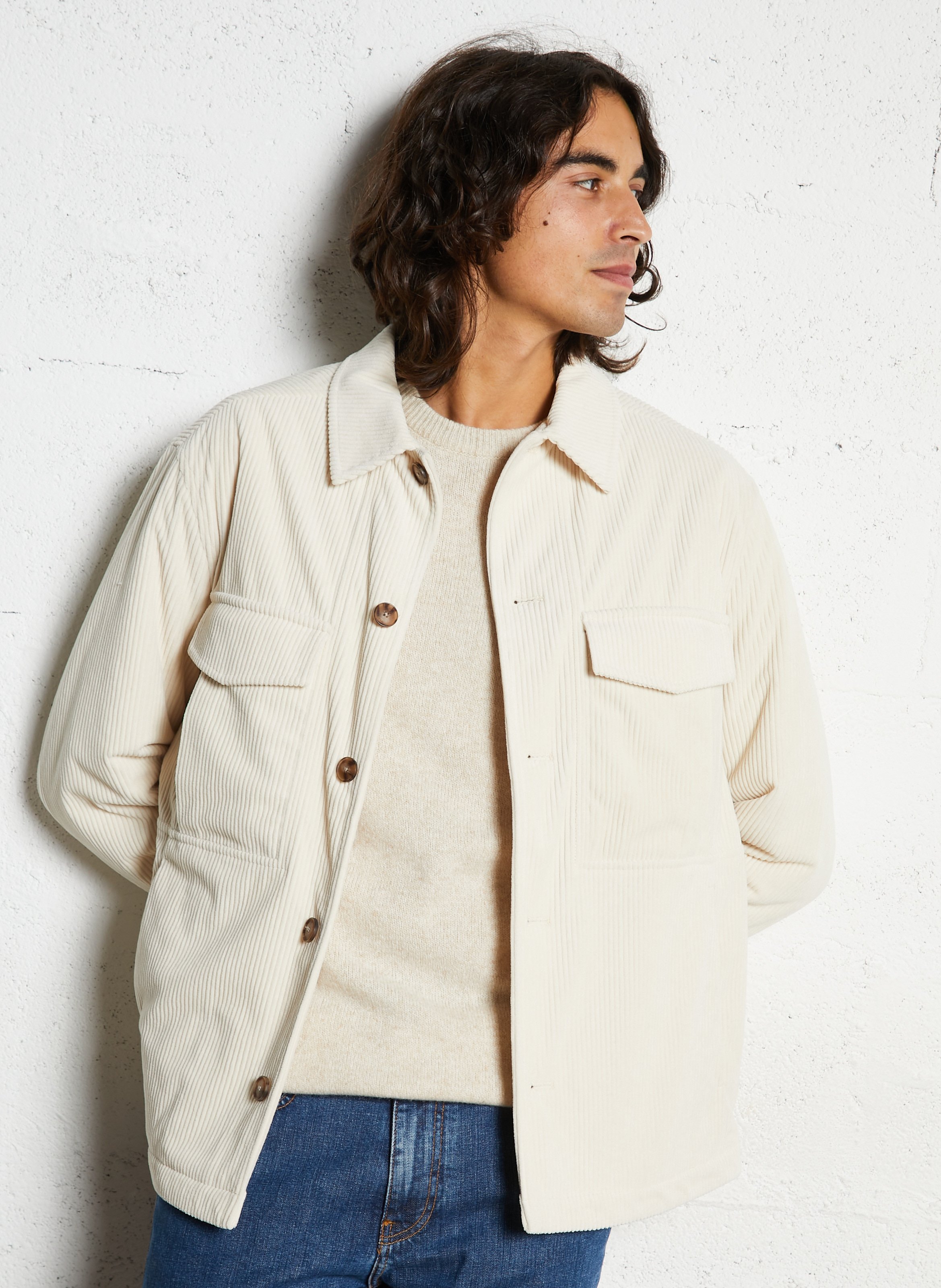 Veste col classique en velours côtelé IKKS Blanc