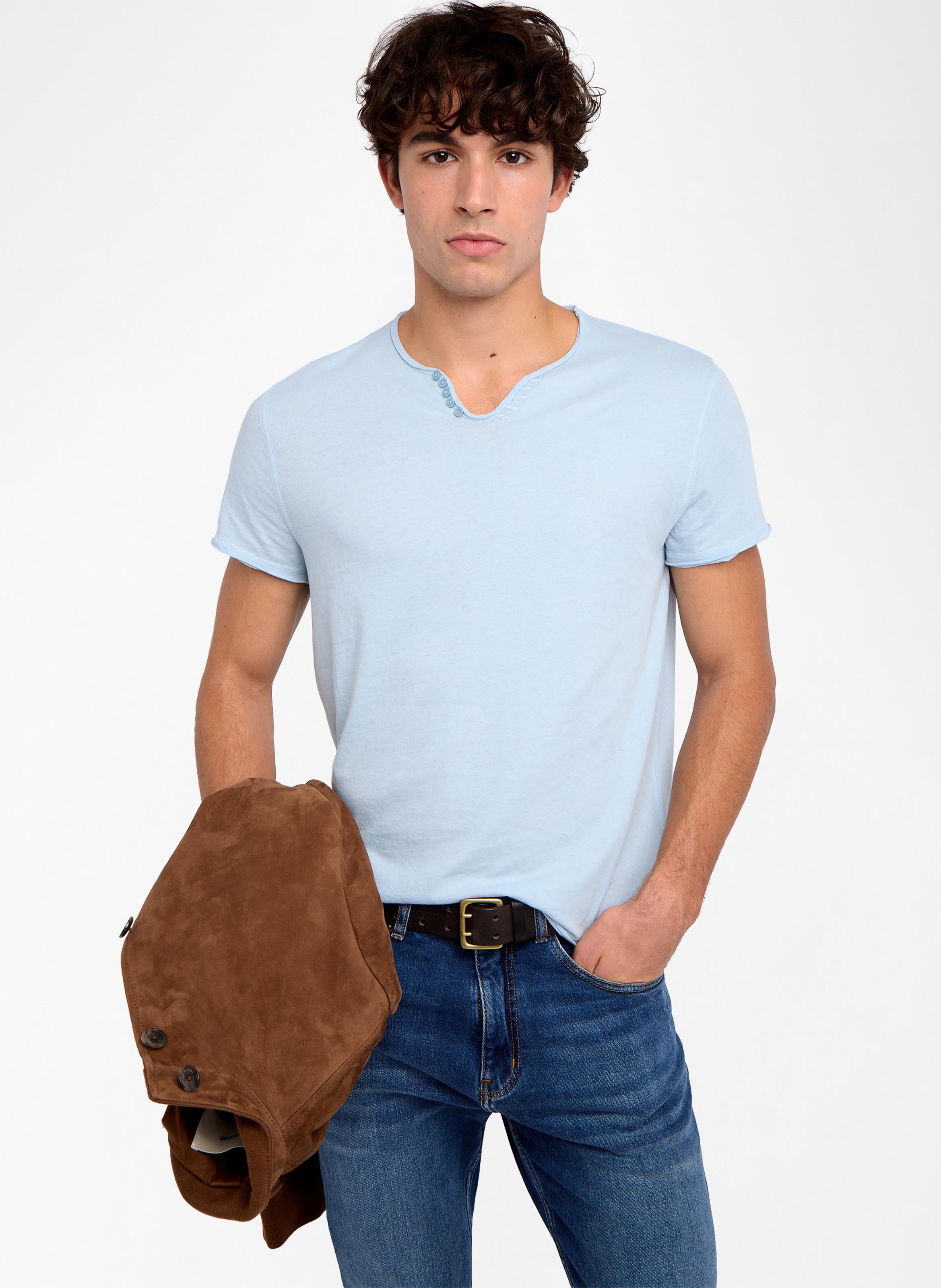 Straight-cut cotton henley T-shirt ZADIG&VOLTAIRE Blue