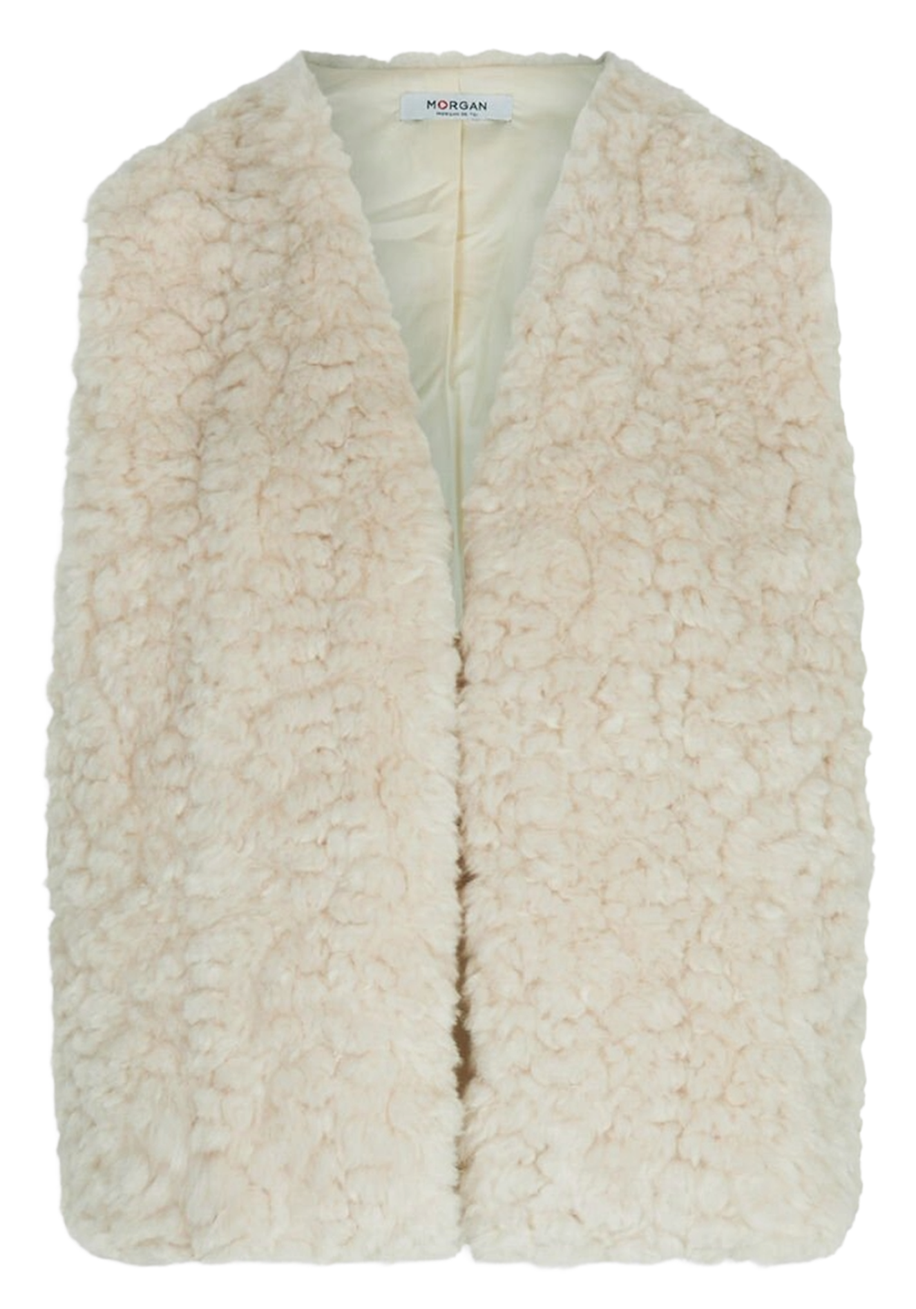 Veste col rond effet fourrure MORGAN Beige