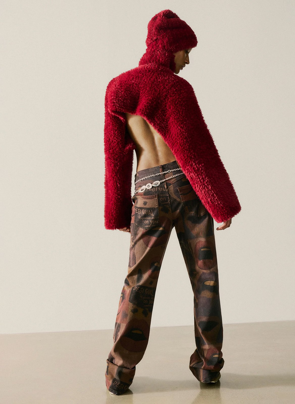 Jean large imprimé en coton mélangé DESIGUAL Marron