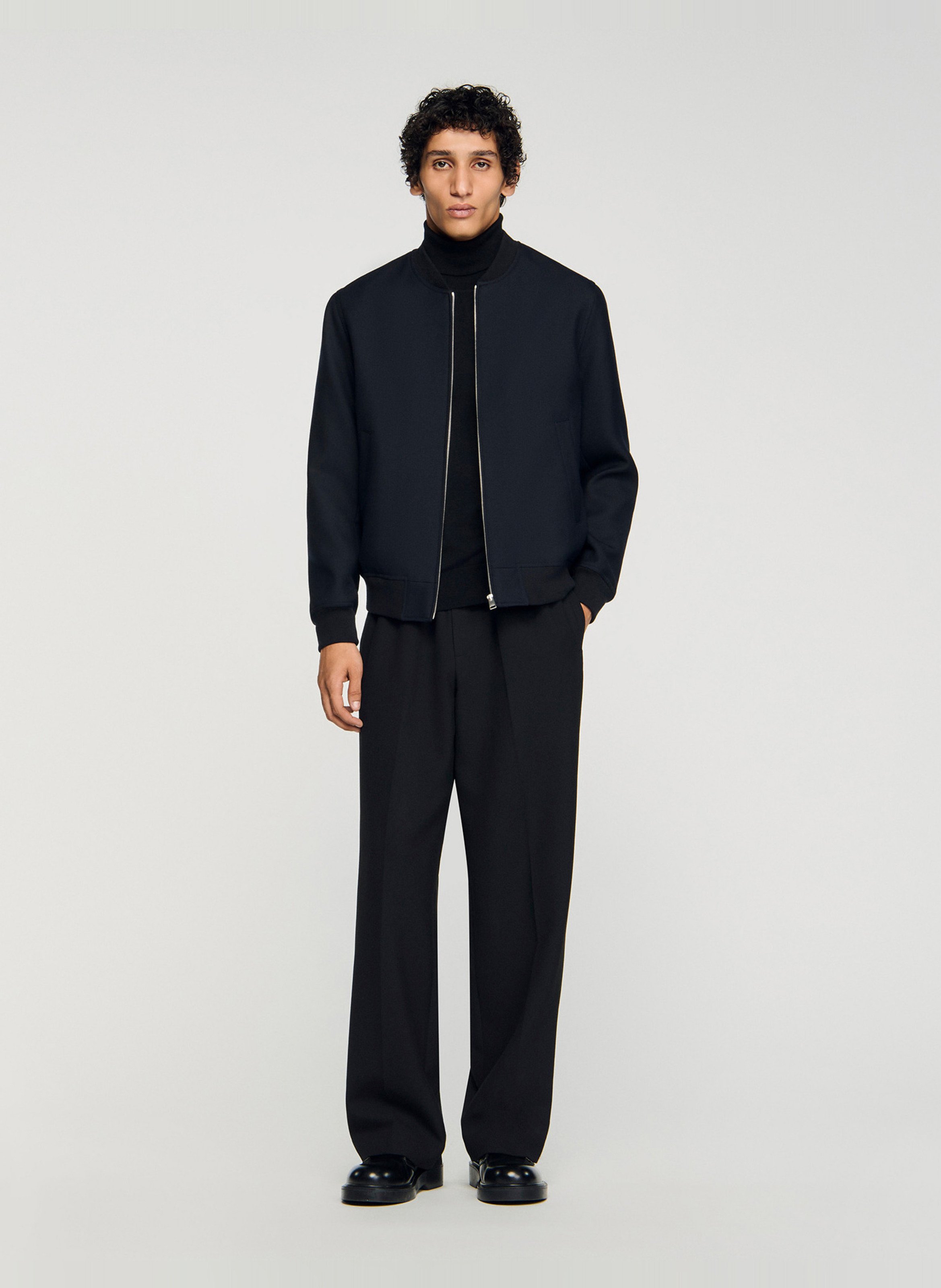 Blouson col teddy Bleu