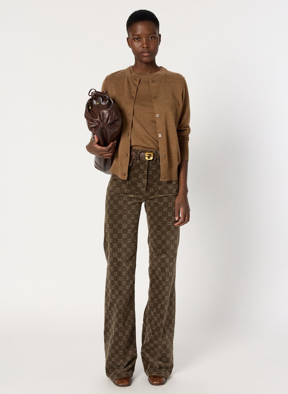 Gilet col rond en laine GERARD DAREL Marron