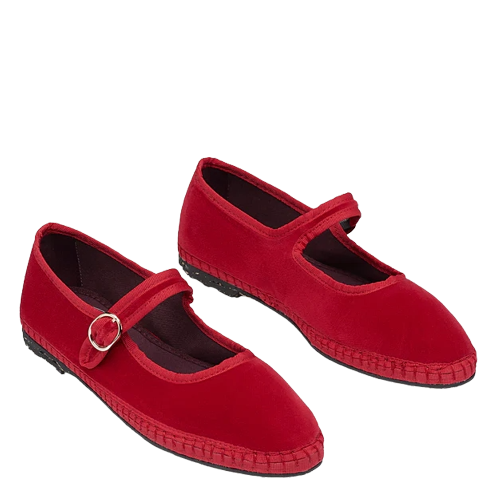 Velvet cotton ballerina flats FLABELUS Red