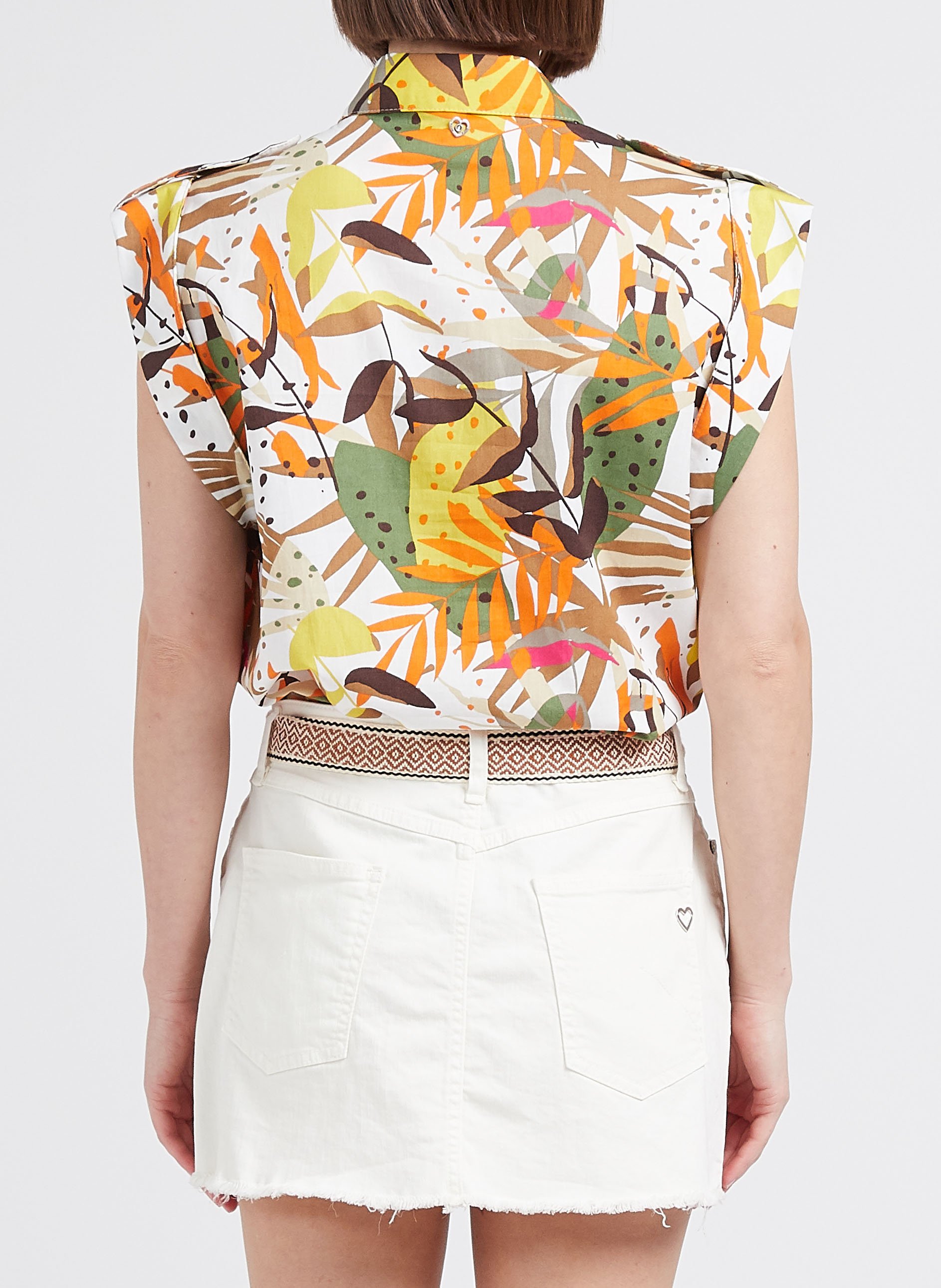 Chemise col classique ample en coton PLEASE Khaki