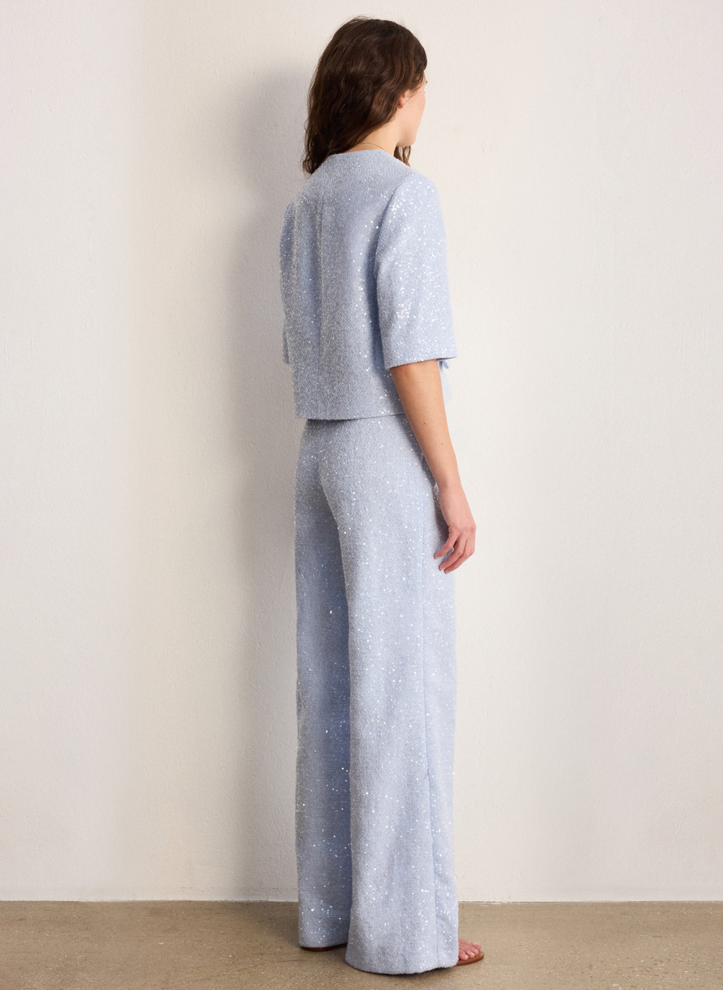 <p>Pantalon met hoge taille en tweed</p> PABLO Blauw