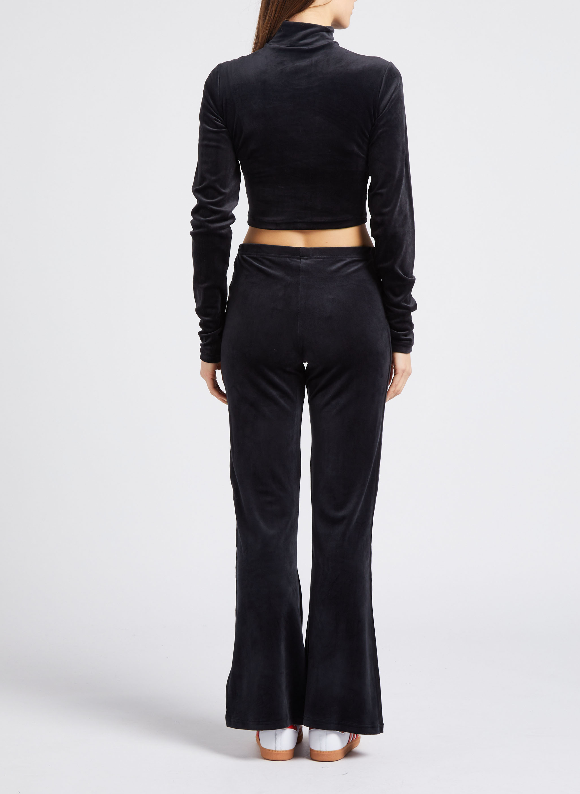 Velvet effect high-neck crop top ADIDAS Black