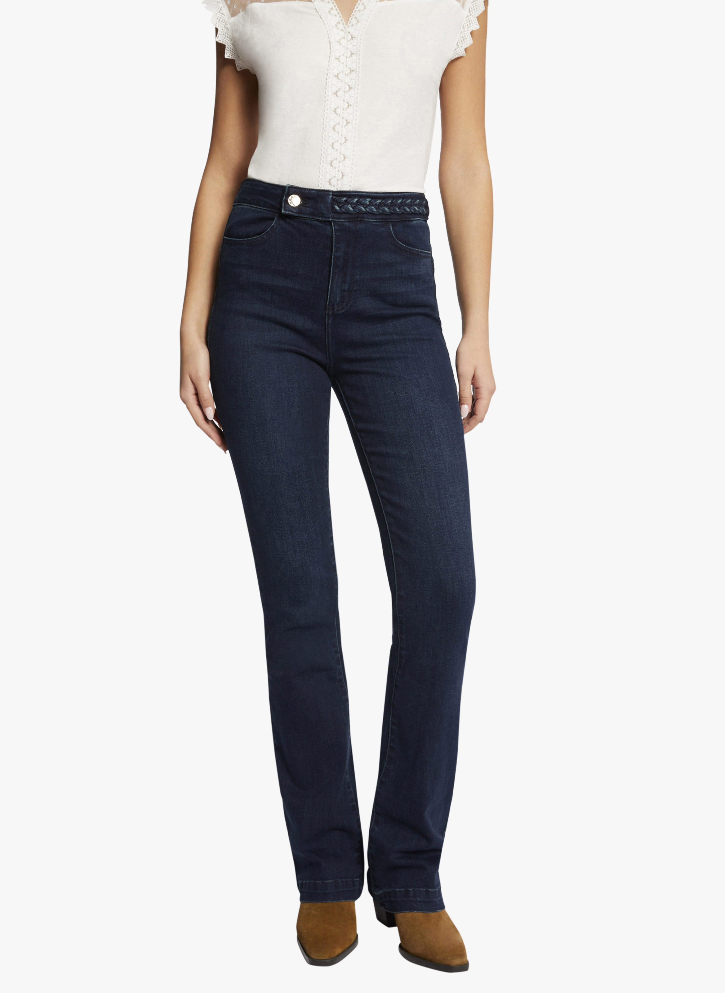 Rechte jeans met gevlochten details MORGAN Blauw