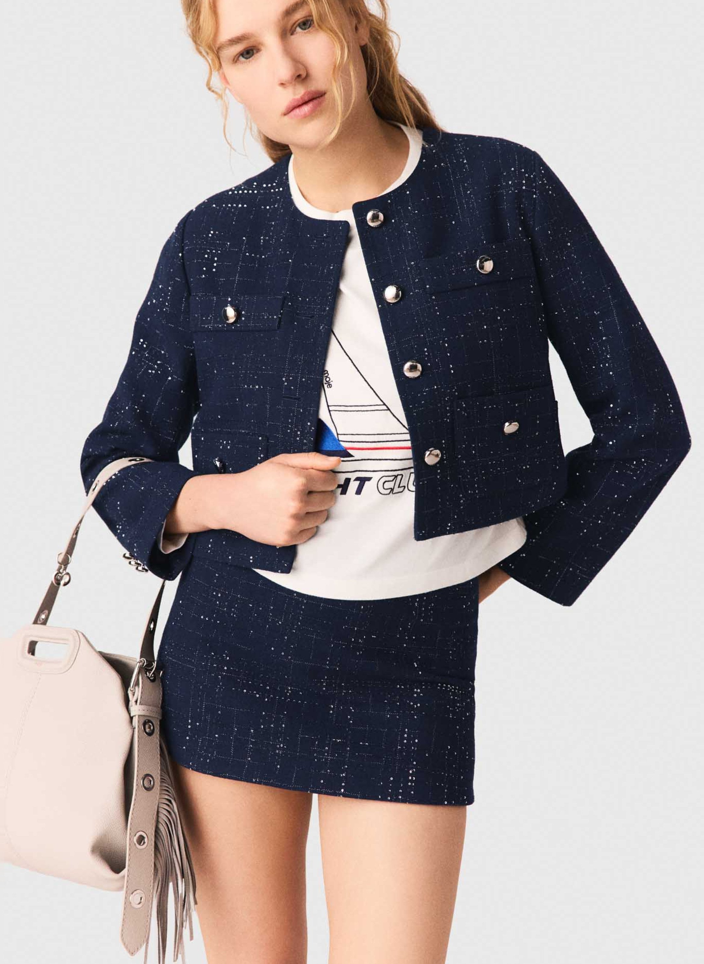 Veste col rond  MAJE Bleu