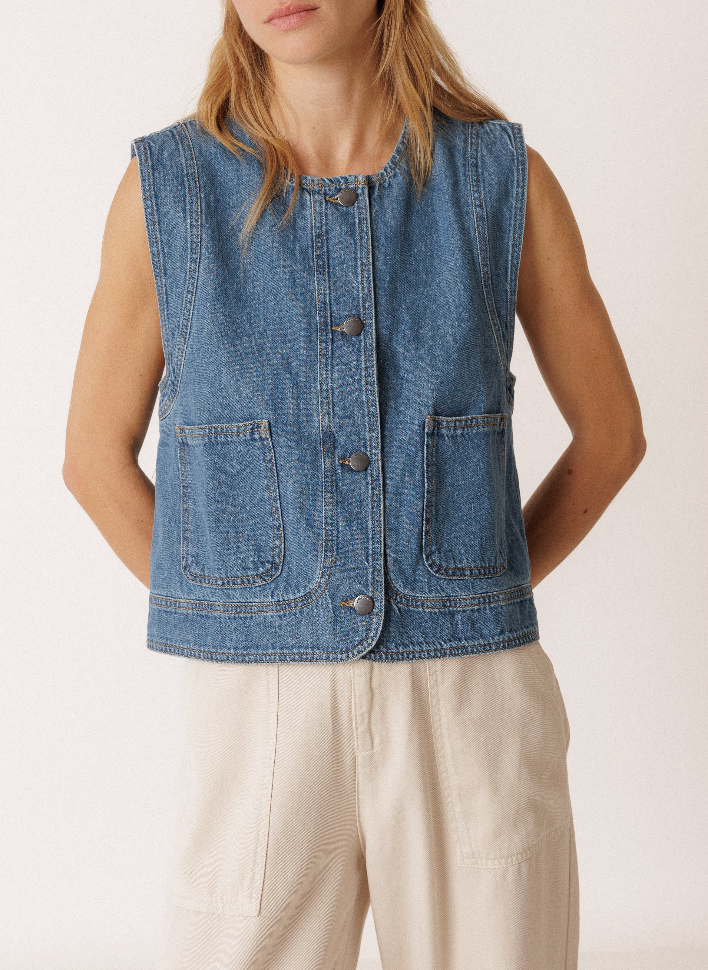 Jacket in recycled cotton and linen INDI & COLD Blue