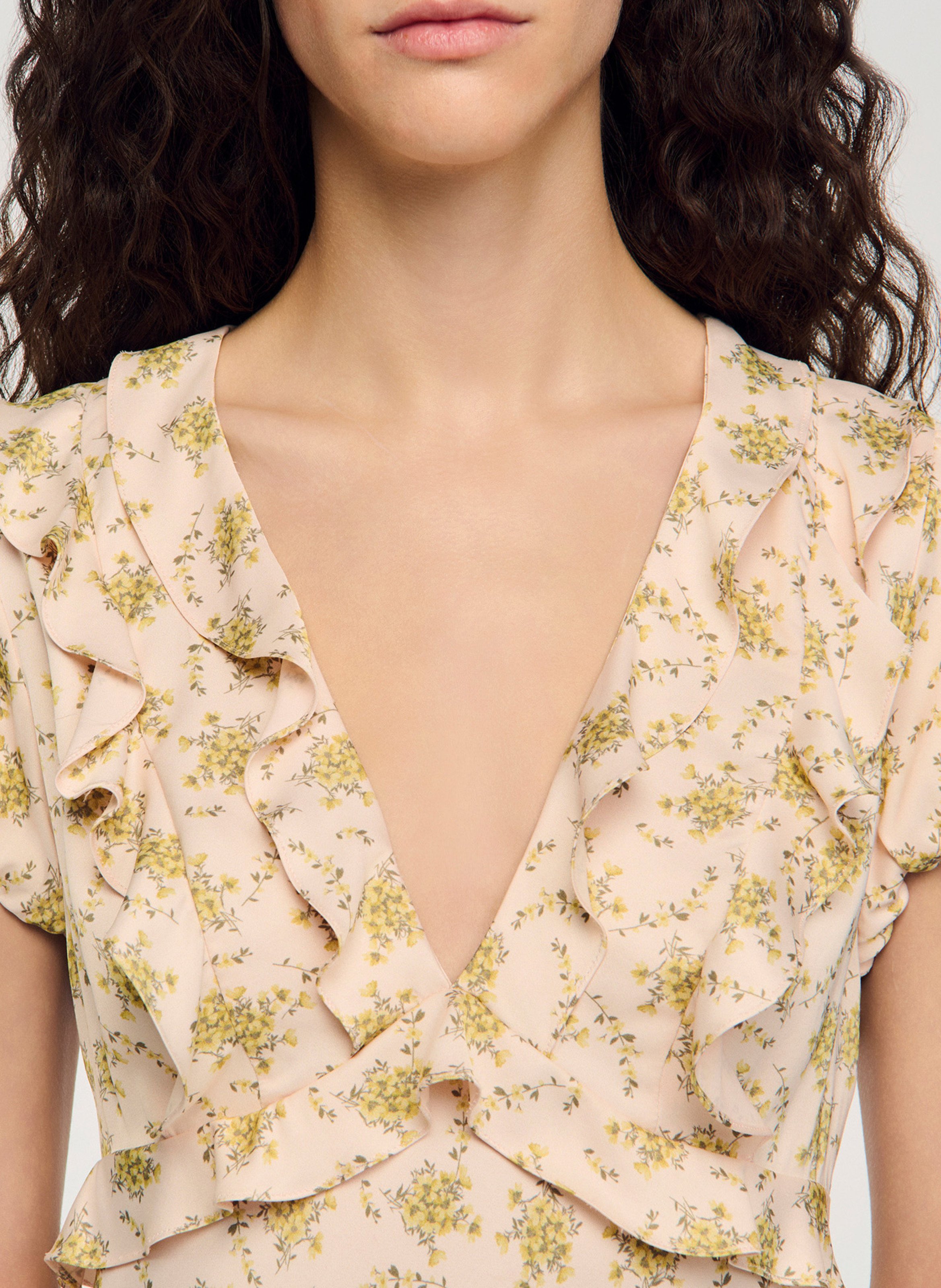 Robe courte à imprimé floral SANDRO Rose