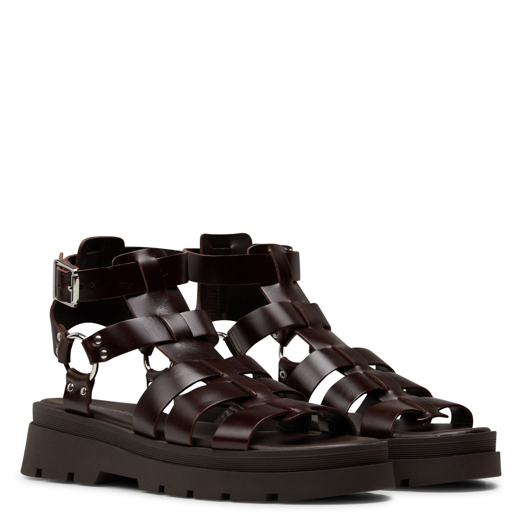 Flat leather multi-strap sandals MELLOW YELLOW Brown