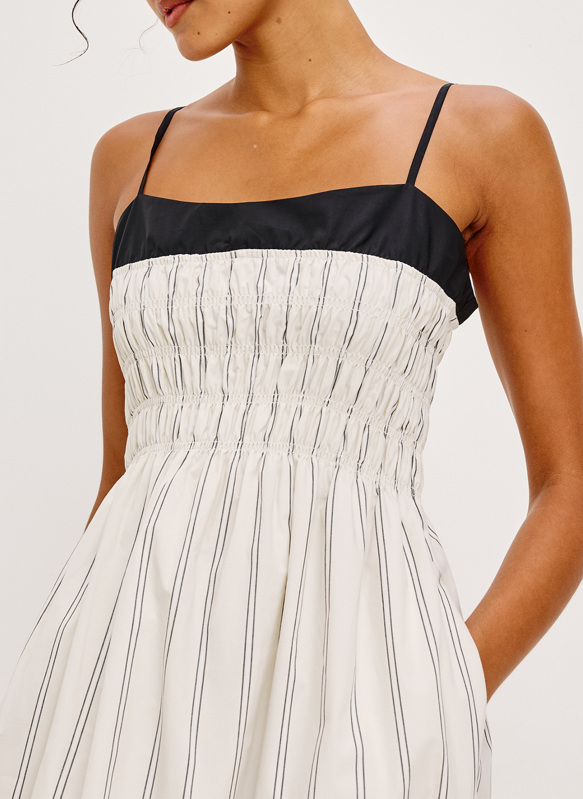 Langes, gestreiftes Baumwollkeid mit Rundhalsausschnitt RAILS Mehrfarbig