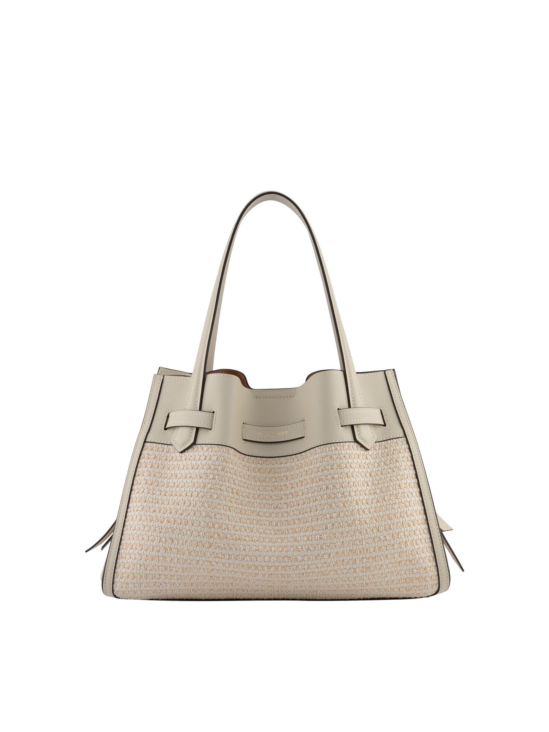 Calfskin leather handbag POURCHET Beige