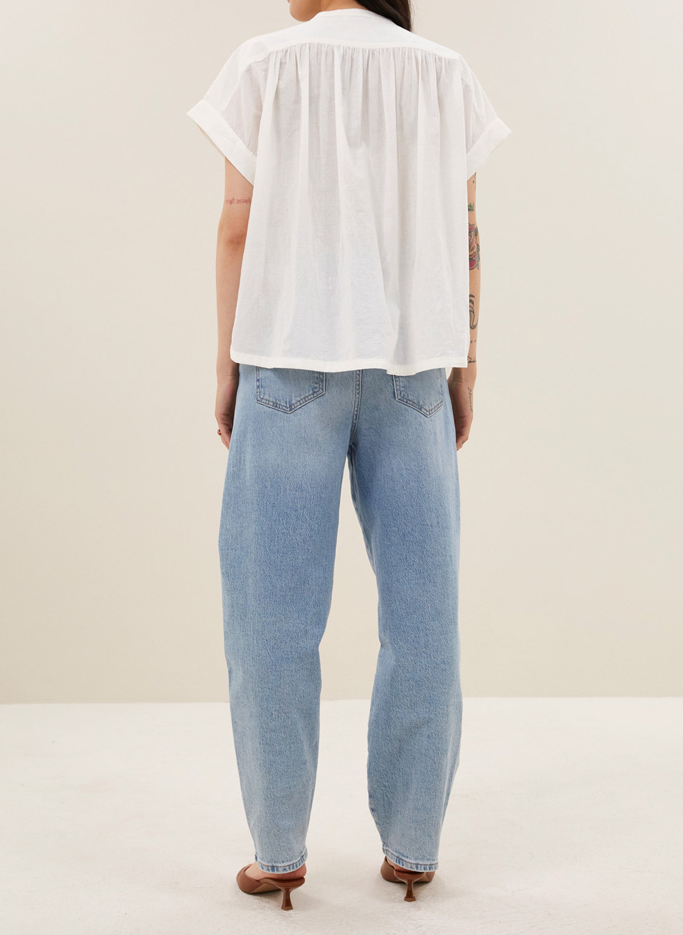 Oversized organic cotton shirt BY BAR White