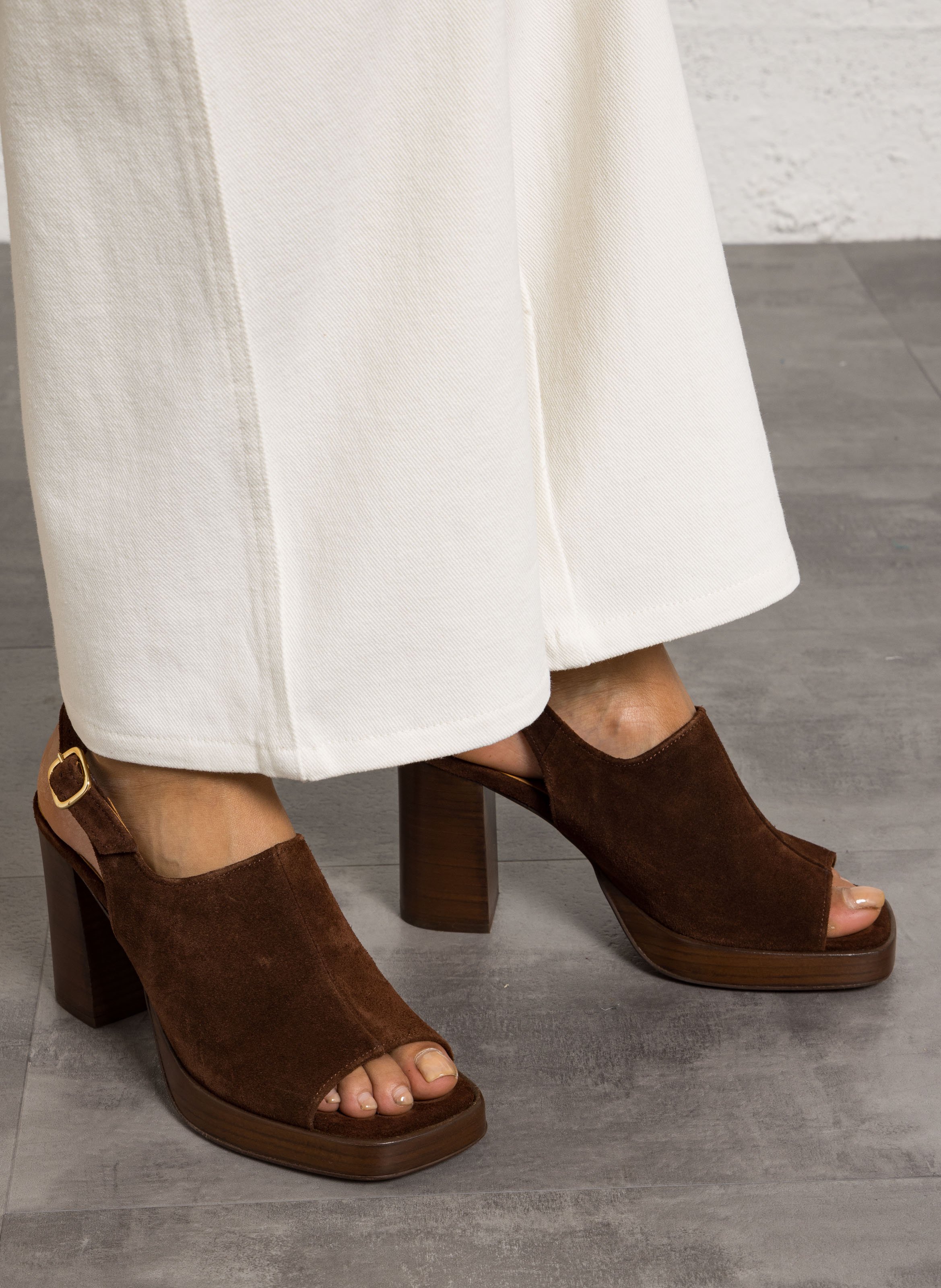 Sandales à talon en cuir MELLOW YELLOW Marron