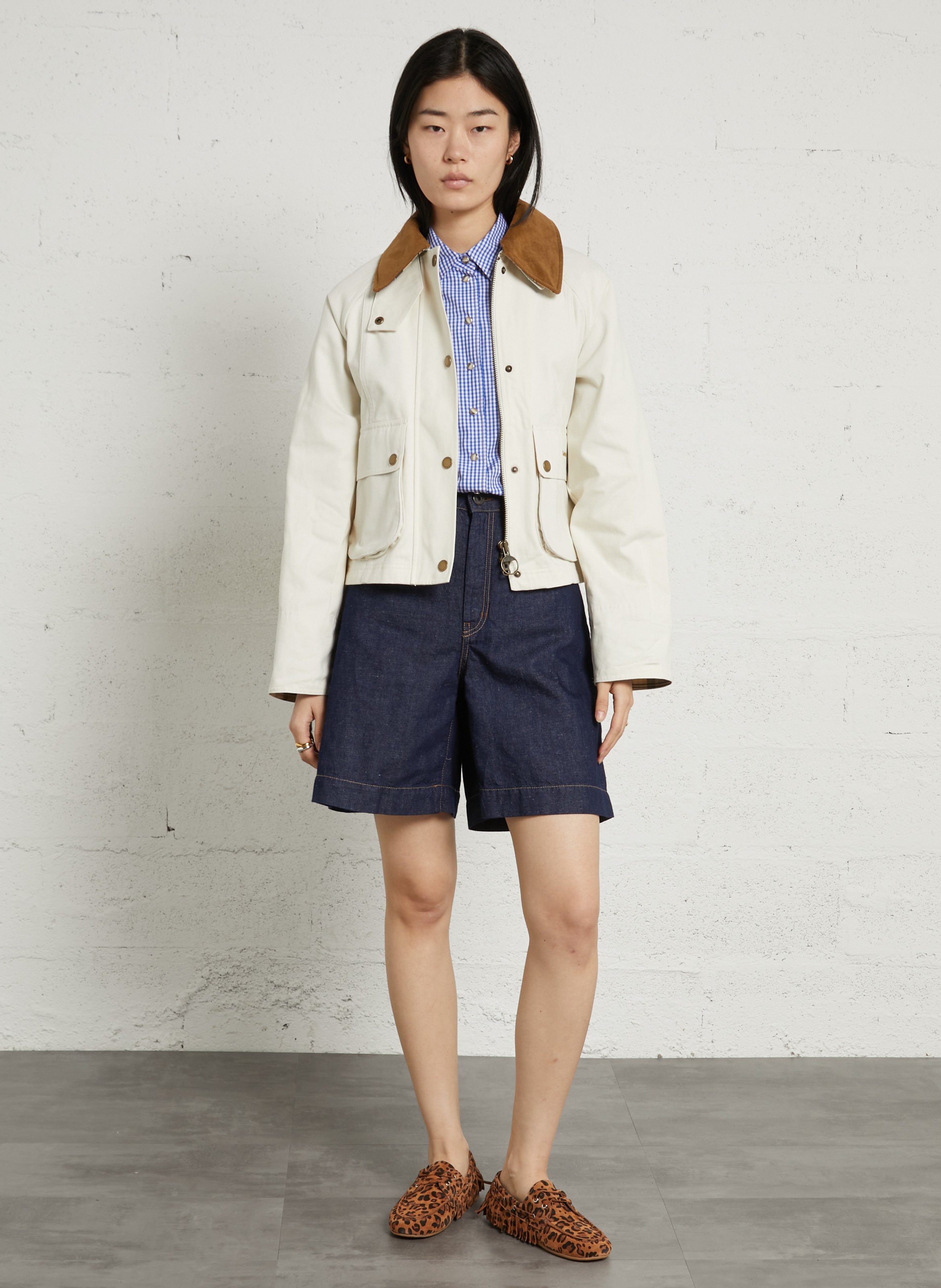 Cotton jacket with classic collar BARBOUR Beige