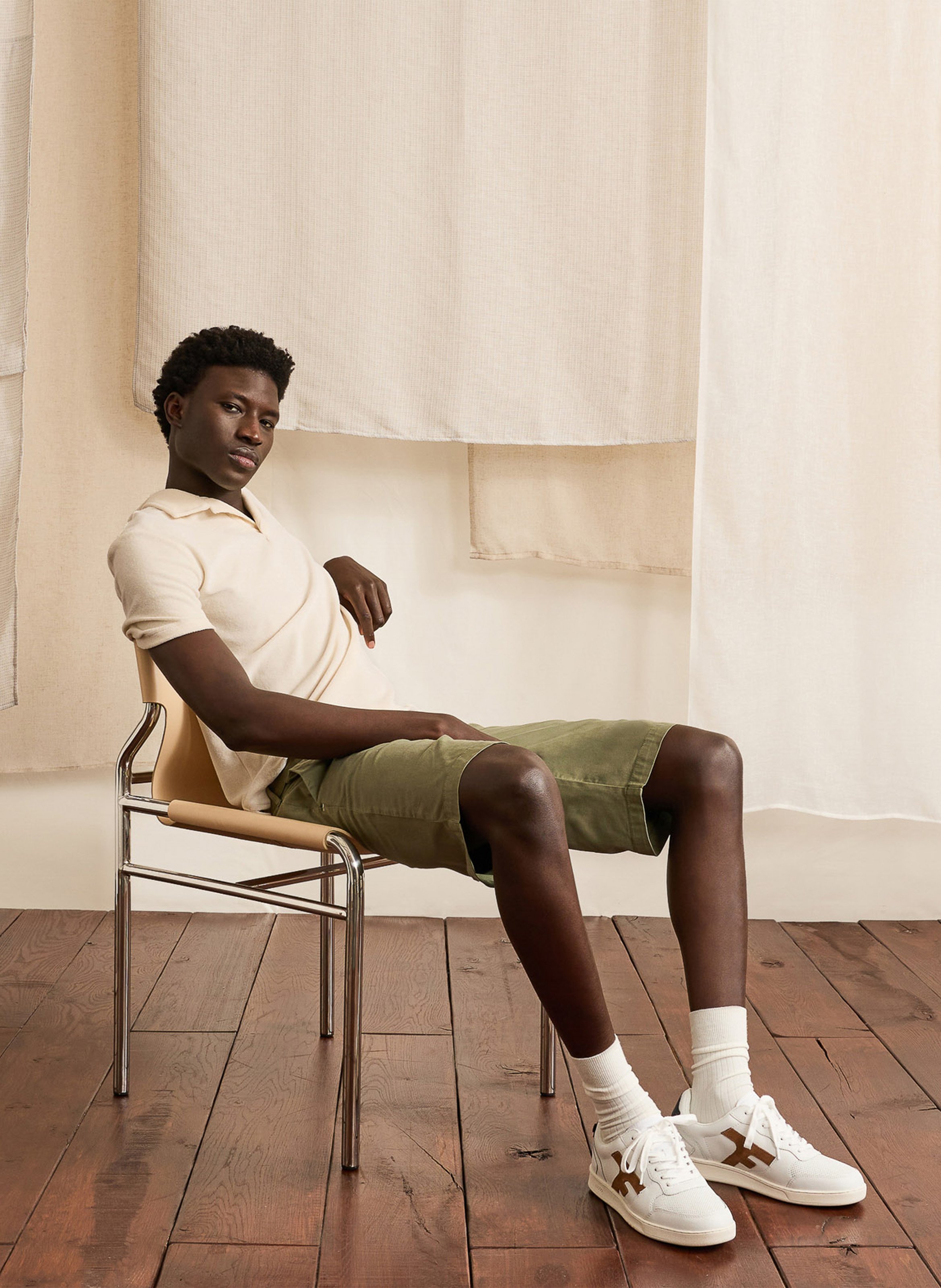 Polo droit en coton mélangé FAGUO Beige