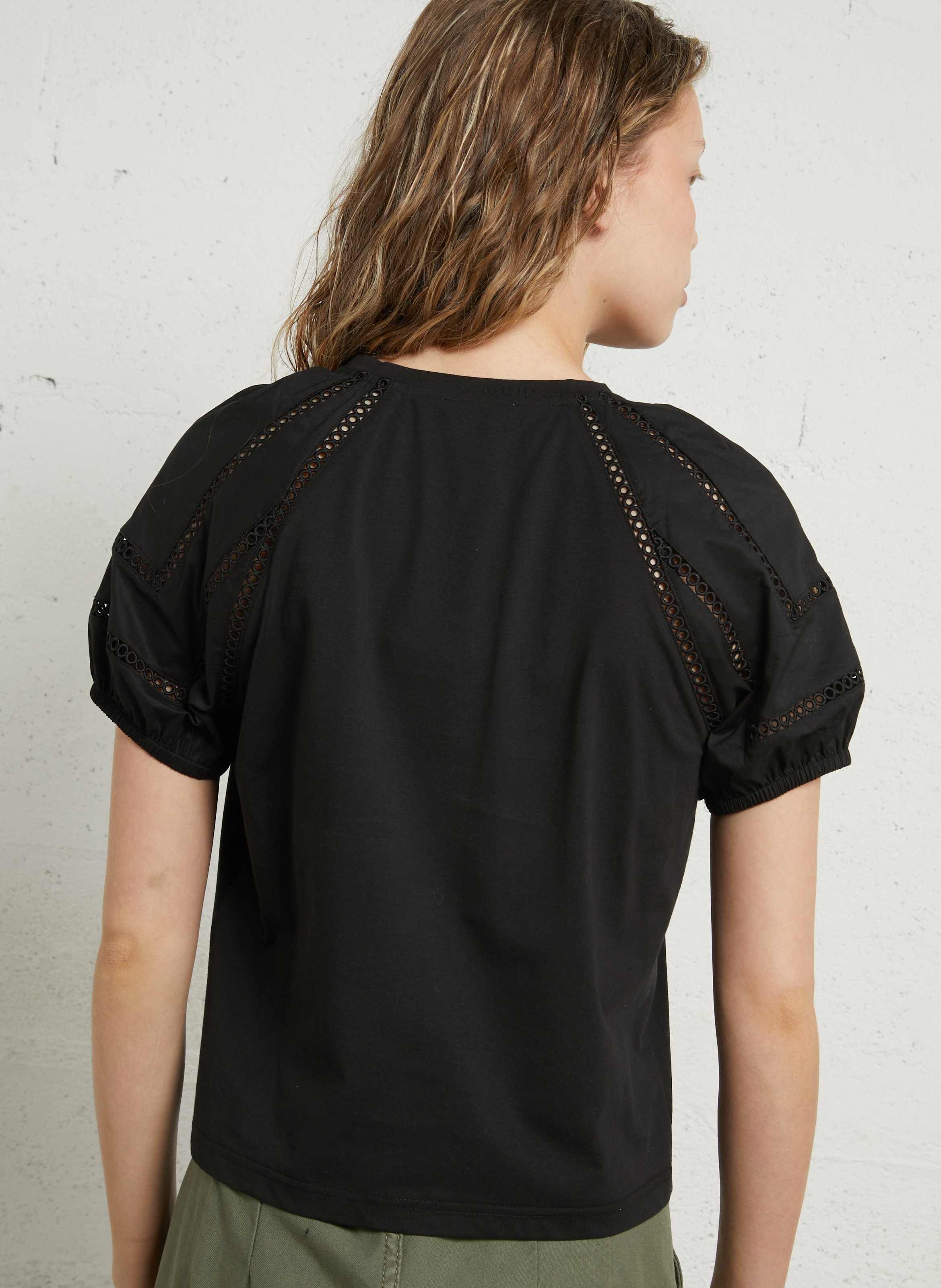 Gerade geschnittenes Top aus Baumwoll-Mix MAISON 123 Schwarz