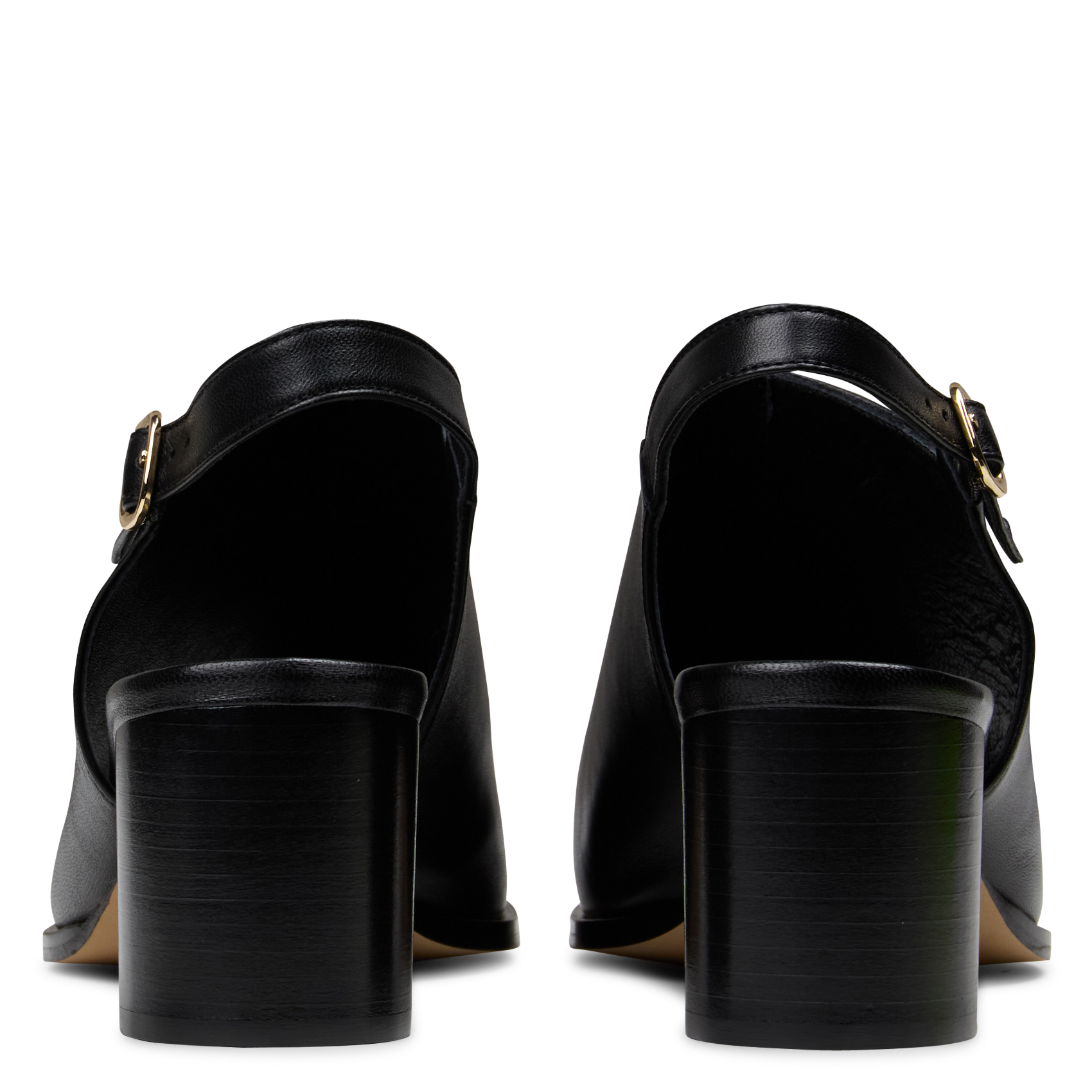 Einfarbige Ledersandalen mit Absätzen Schwarz