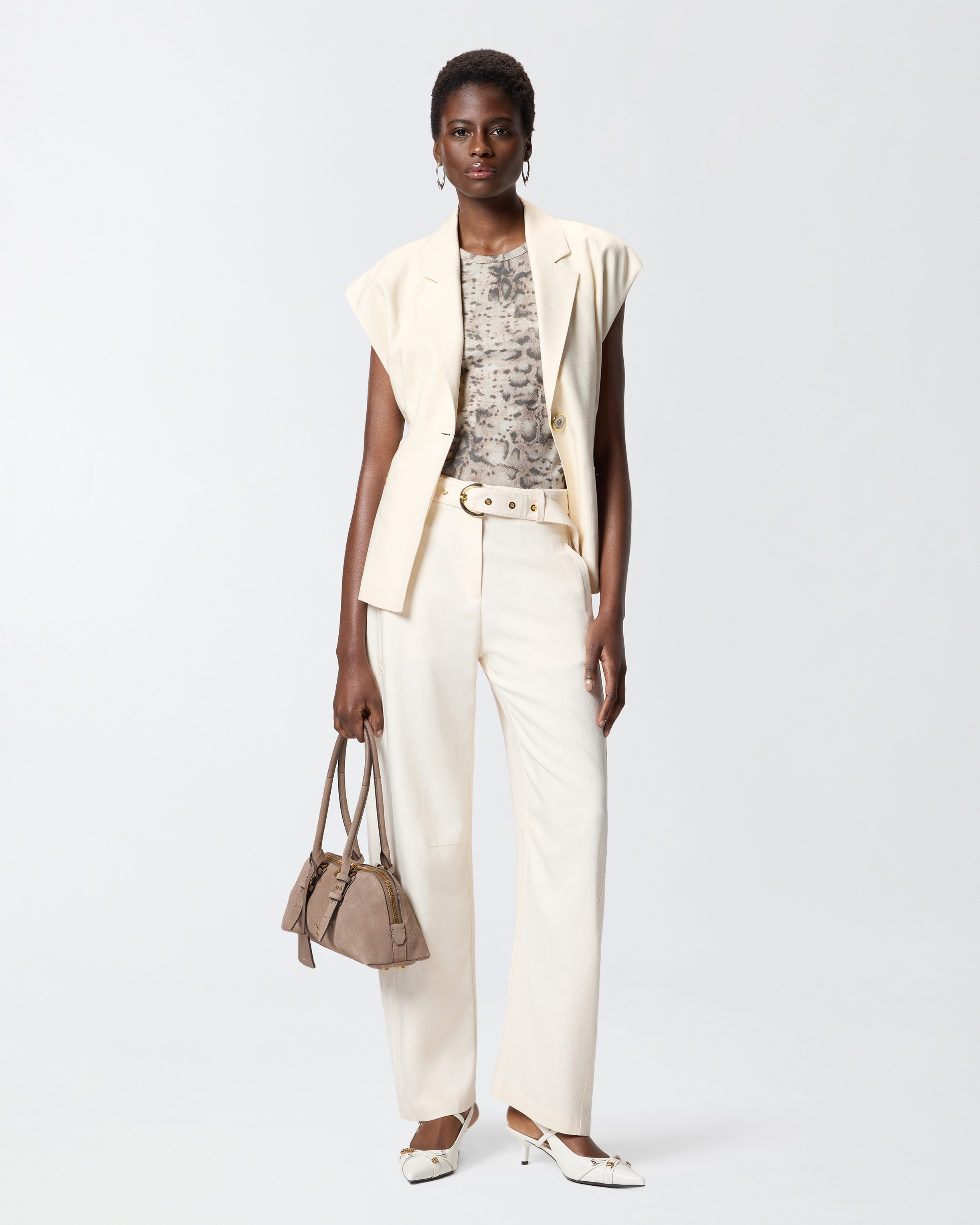 Veste sans manches effet rustique PINKO Beige